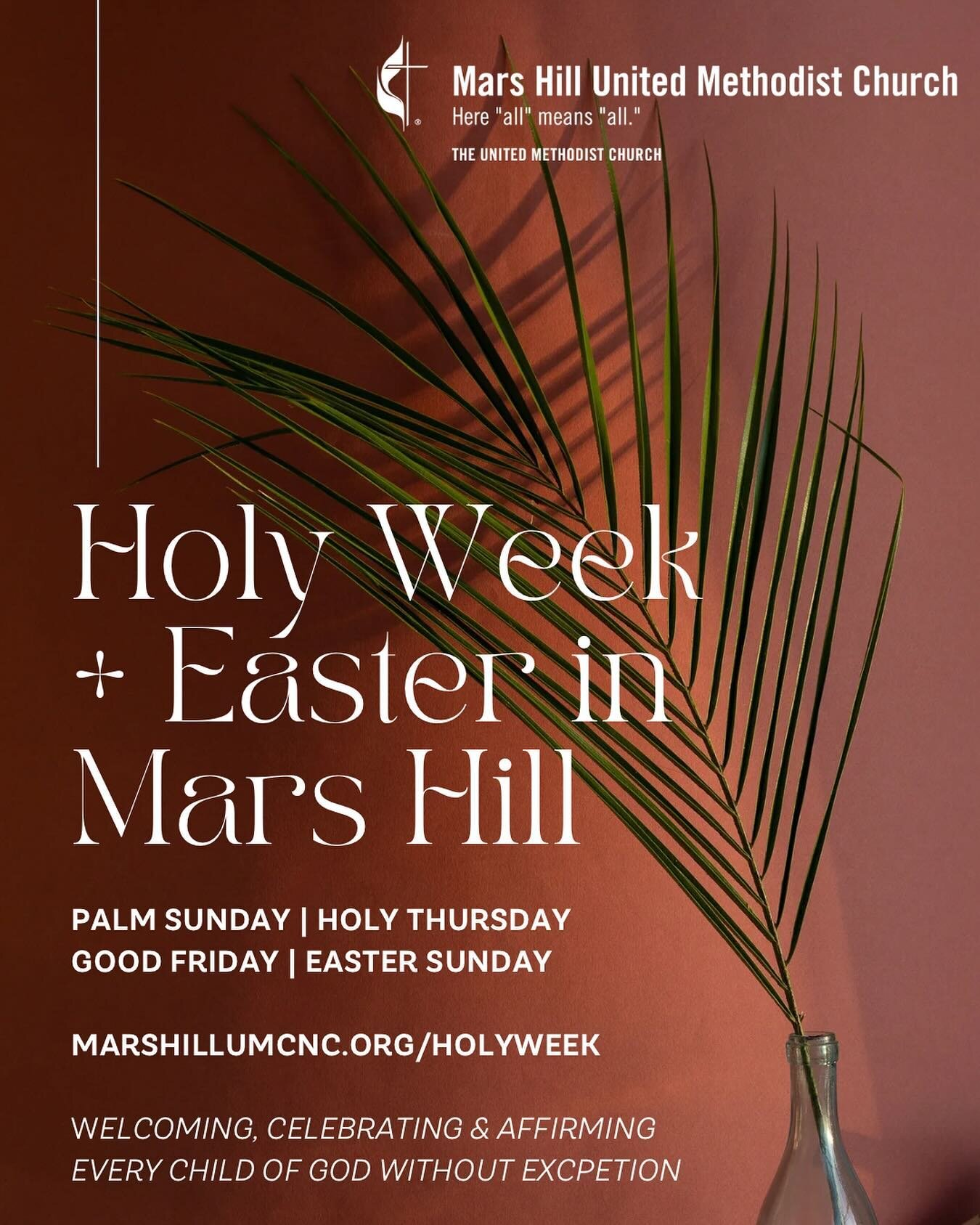 ☦️As we prepare to observe the most joyous season of the Christian year, we welcome and invite you to join us in our observances of Holy Week and celebration of Easter.

🔗 marshillumcnc.org/holyweek

#marshillnc #marshillu #madisoncountync #wnc