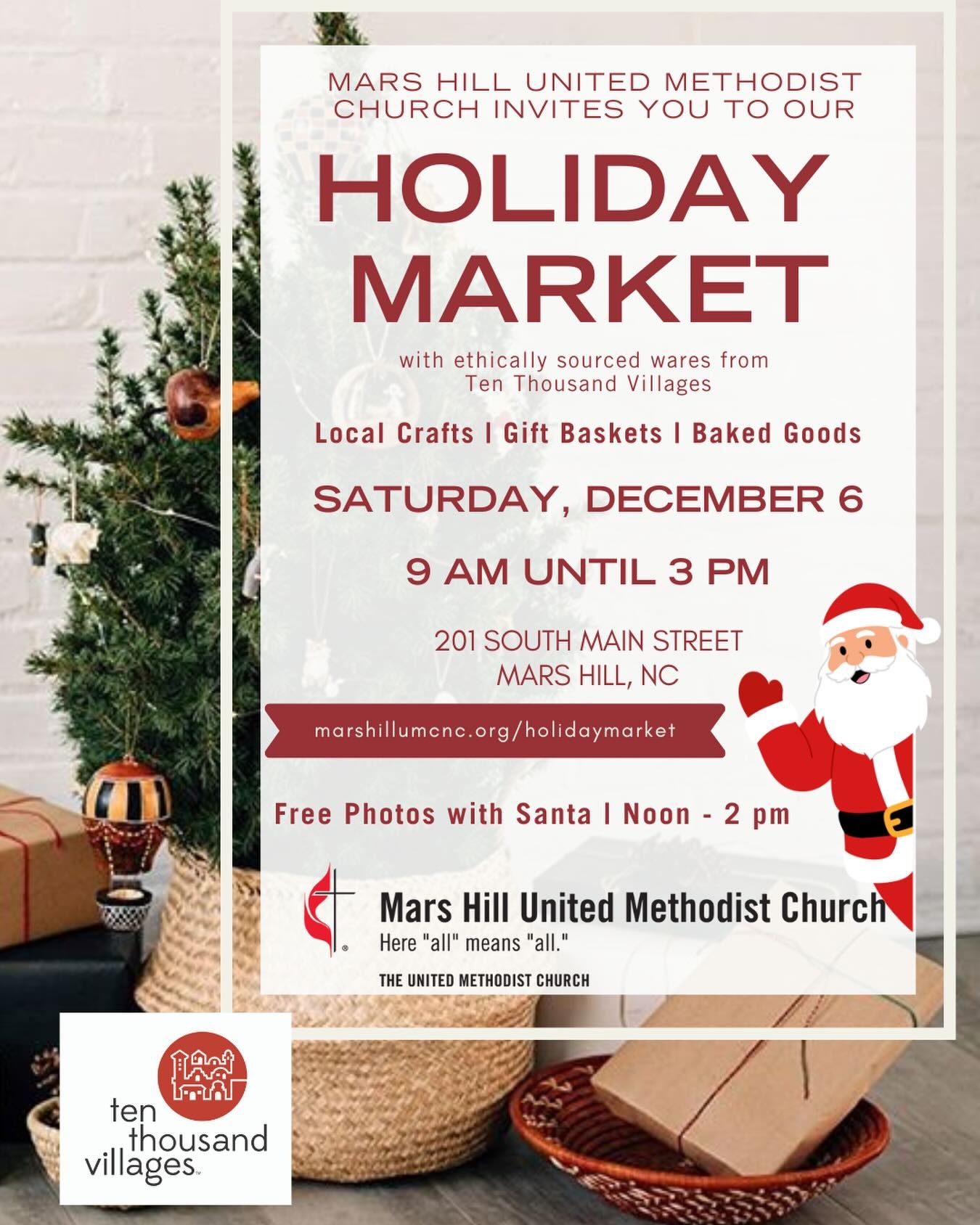 Here comes Santa Claus 🎅🏽 

Don&rsquo;t miss Saturday&rsquo;s Christmas Market and photos with Santa! 

🎁 9 am - 3 pm 
📸 Noon - 2 pm 

Local crafts, baked good &amp; more! 

#MarsHillNC #MadisonCountyNC #WNC