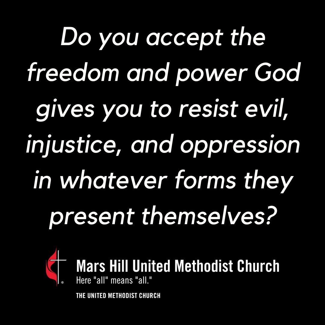 💧Our vows at baptism ask something of us:

Do you accept the freedom and power God gives you
to resist evil, injustice, and oppression in whatever forms they present themselves?

May we live from that promise today. 
May we mourn honestly for evil, 