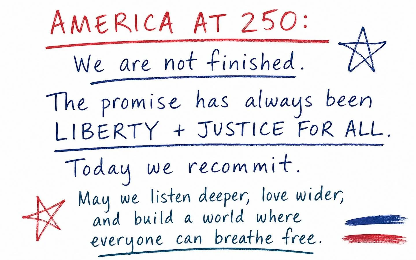 ❤️🤍💙250 years ago, a promise was made.

Not to a nation already perfected.
Not to a people who had it all figured out.

Just a promise.

A promise that has been tested and stretched by every generation since.

The story of America is, in many ways,