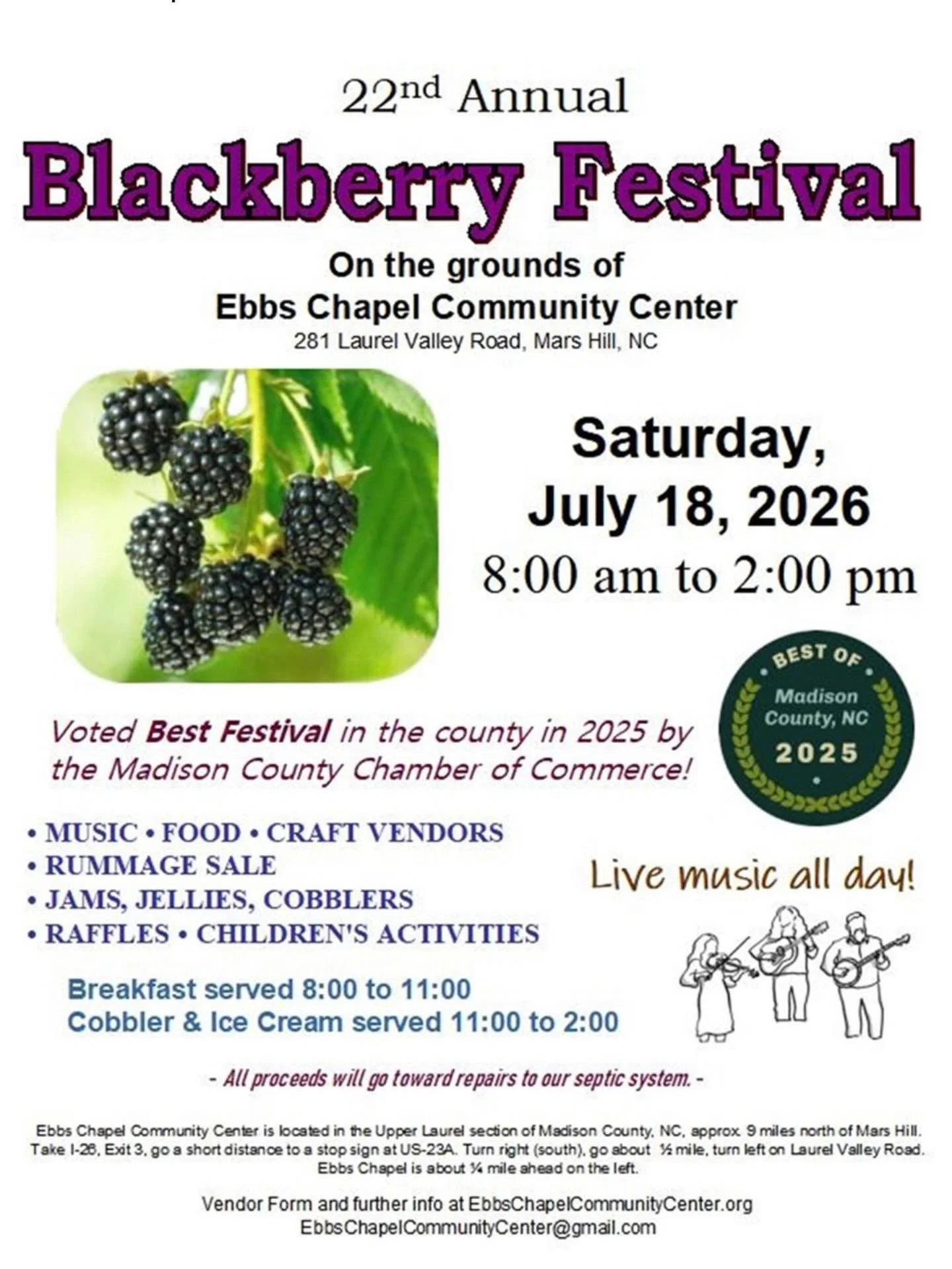 It&rsquo;s a beautiful day to hear good music, eat good food and support our community. 

#marshillnc