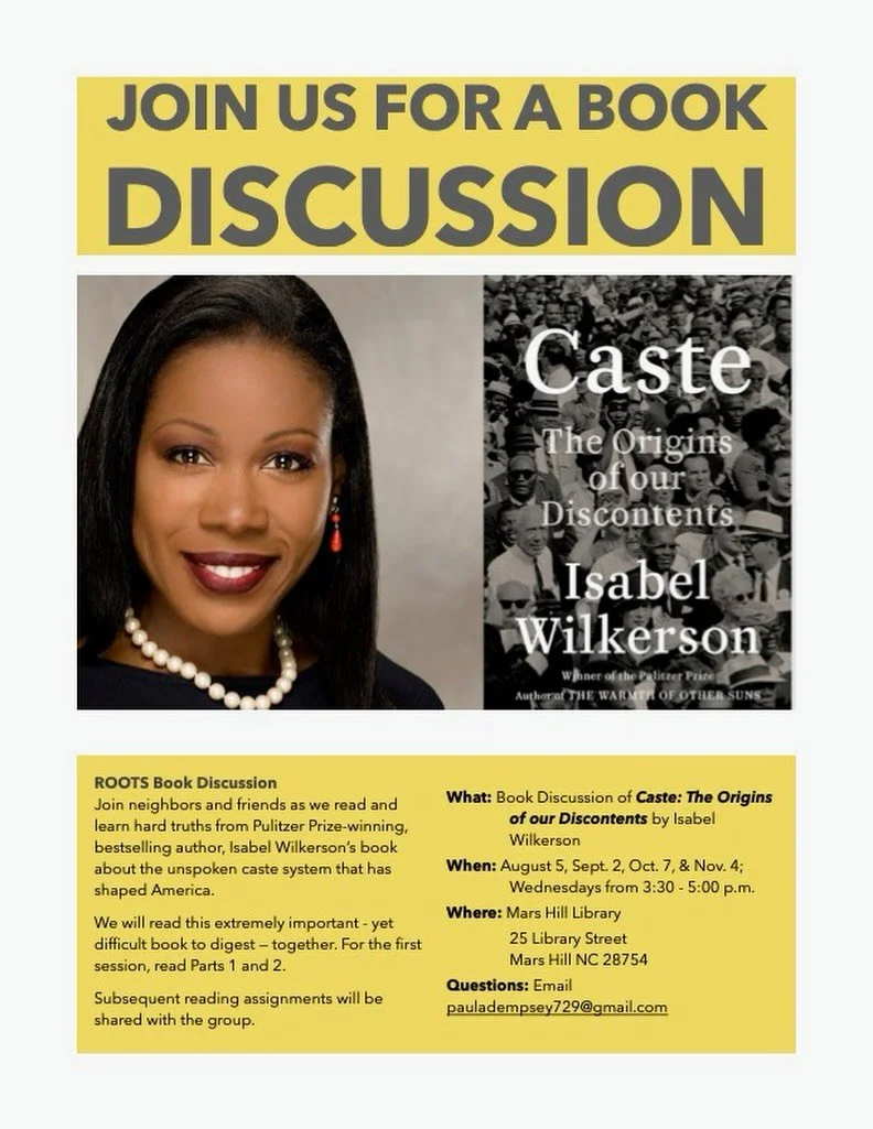 Join us for a fall book discussion sponsored by Madison ROOTS. 📖

#MarsHillNC #WNC #828isgreat #marshillu #madisoncountync