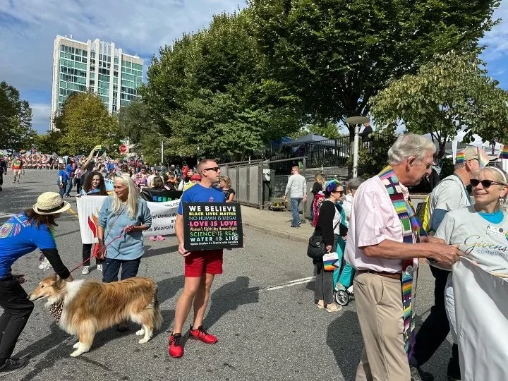 On Saturday, September 24, 2022, several United Methodist congregations joined other faith groups at the annual Blue Ridge Pride Festival in Asheville. Participants marched in the Welcome Procession and connected with Festival attendees at a booth.