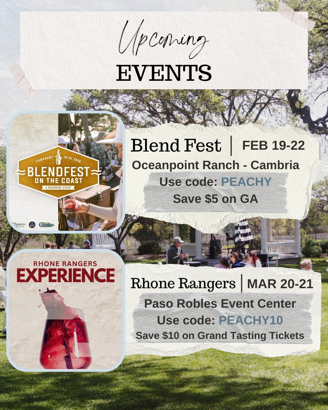 Come find us these next few months pouring at these events! To purchase tickets click the link in our bio. We hope to see you there!

#slocounty #wine #pasorobles