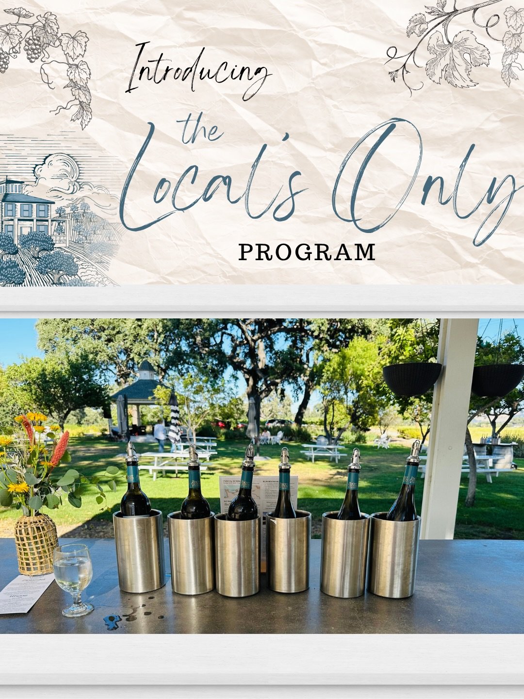 Attention SLO County residents!
We&rsquo;re thrilled to give back to our community with a new program for our local SLO County residents. This month, we&rsquo;re offering a special tasting for just $10. We&rsquo;re proud to be a part of SLO County, a