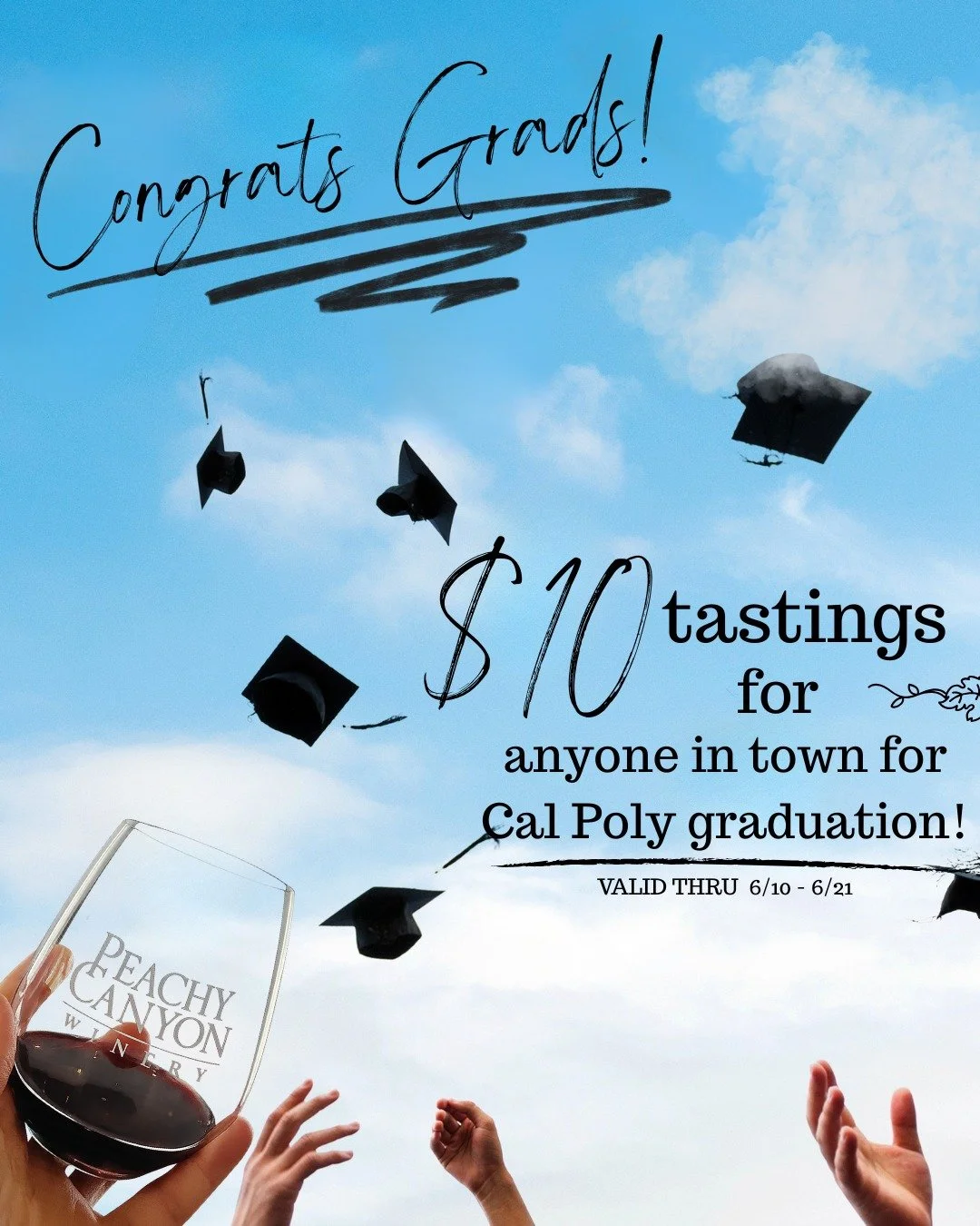 Raise your glass to the class of 2026!  From June 10th to June 21st, we&rsquo;re offering $10 tasting fees to anyone in town for graduation festivities or for SLO county locals! Mention this deal to get the exclusive pricing!

#slocountydeals #calpol