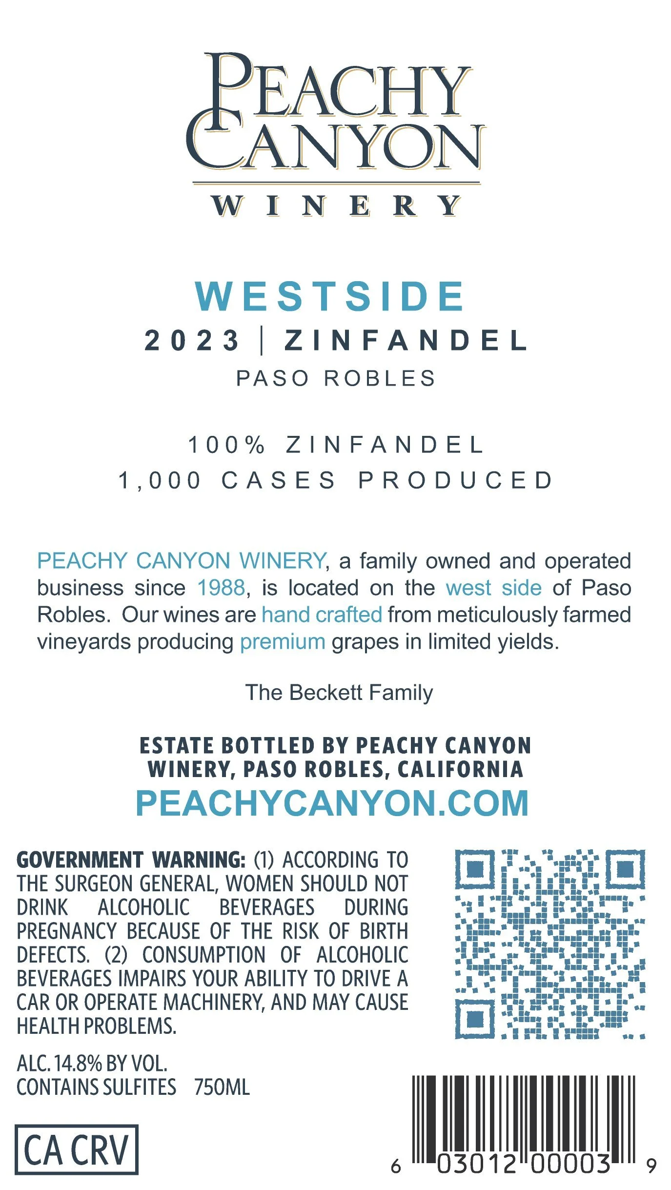 Westside 2023 Back Label
