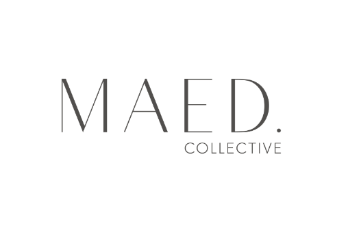 Logo with the text 'MAED Collective' in black and gray on a white background.