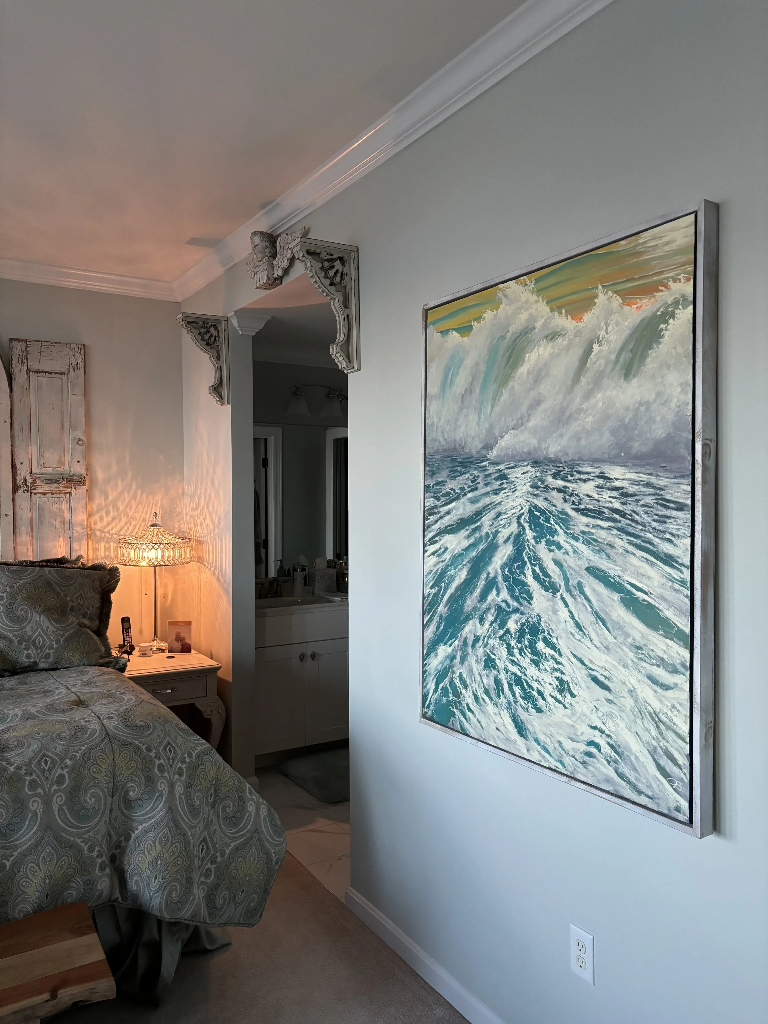 This commission was fit to size in this Fenwick Island condo, and took inspiration from Good Morning Froth.  