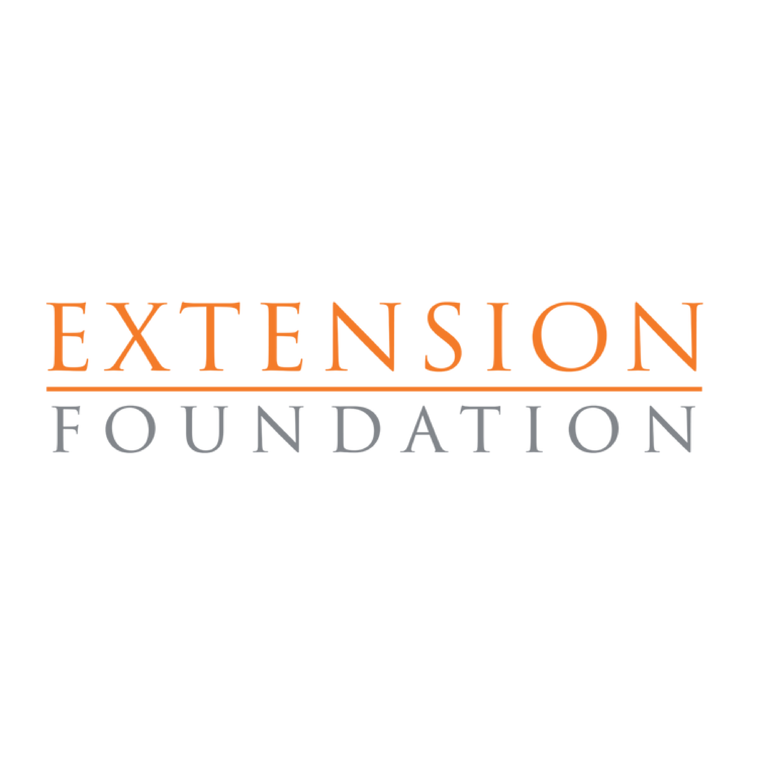 Logo of Extension Foundation with orange and gray text on white background.