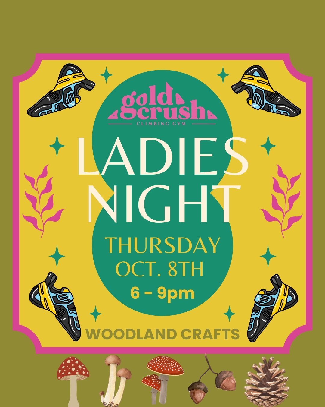 Join us for Ladies Night on Thursday Oct. 8th, 6-9pm! The theme is WOODLAND CRAFTS 🐿️🍄🍁🦔. We have a bunch of fun woodland pieces to play and get crafty with! 

Free for members. $10 drop-in rate (includes rental shoes). 

There will be tea, hugs 
