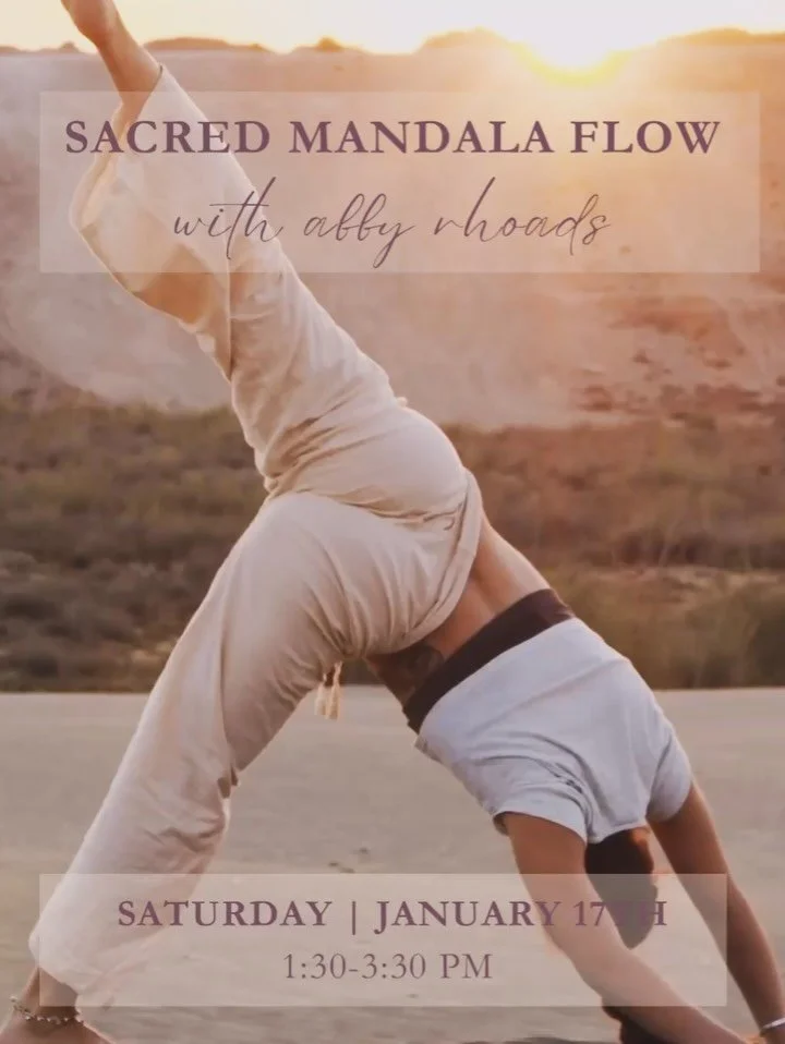 Join us in welcoming our beloved Abby Rhoads back to the studio for a beautiful afternoon of connection, movement, embodiment, and breath. ✨

Abby will be offering a special mandala flow where you will use the ancient wisdom of the sacred mandala to 