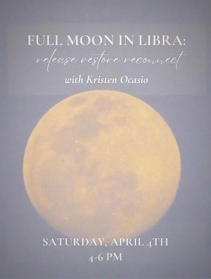 You&rsquo;re invited to join Kristen for her next Full Moon offering coming up next month&mdash;an opportunity to welcome in the new spring season, and honor the first Full Moon of the astrological year.

Through restorative yoga, meditation, energy 