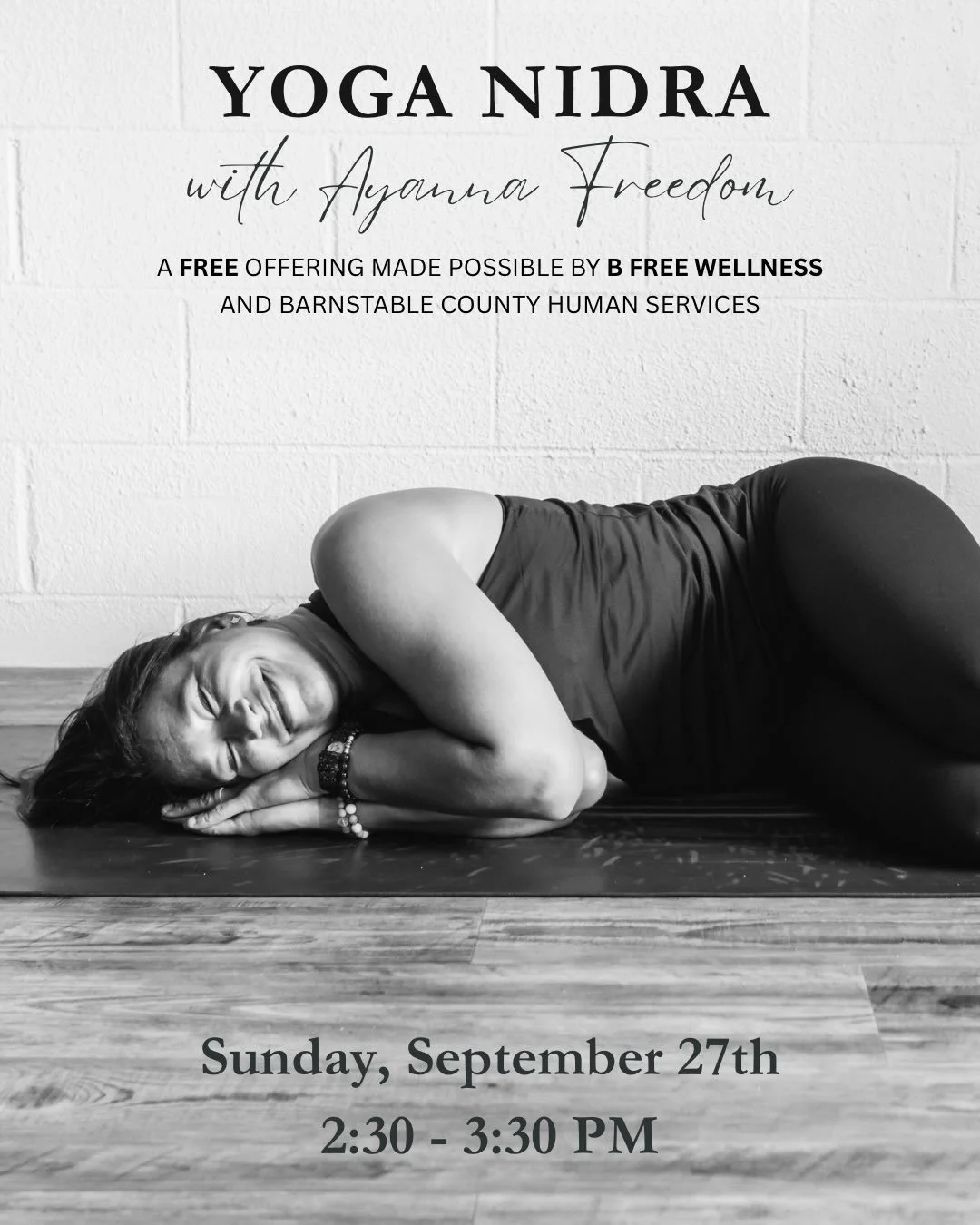 Join us Sunday, September 27th for a Free Community Yoga Nidra practice with the beloved Ayanna Freedom &mdash; a deeply restorative afternoon of rest and sound. ✨

Guided in stillness, you&rsquo;ll be invited into a space between waking and sleeping