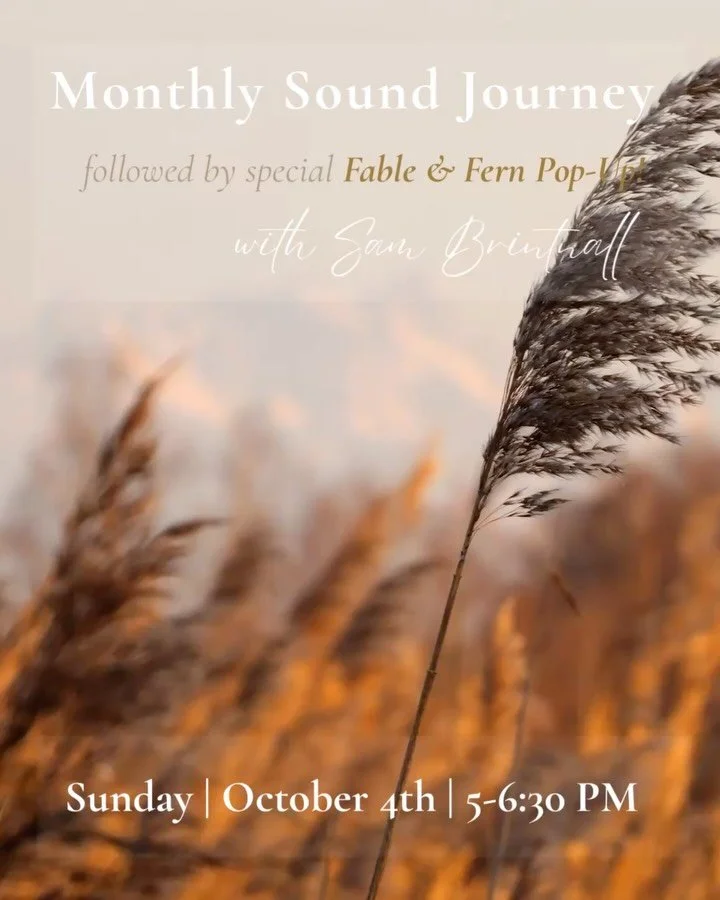 Our next monthly Sound Journey is Sunday, October 4th, 6:30 PM with Sam Britnall. 🌿

A space to get quiet, open, and return to the rhythm beneath it all.

Each month, a different facilitator holds the space, bringing their own unique presence and ex