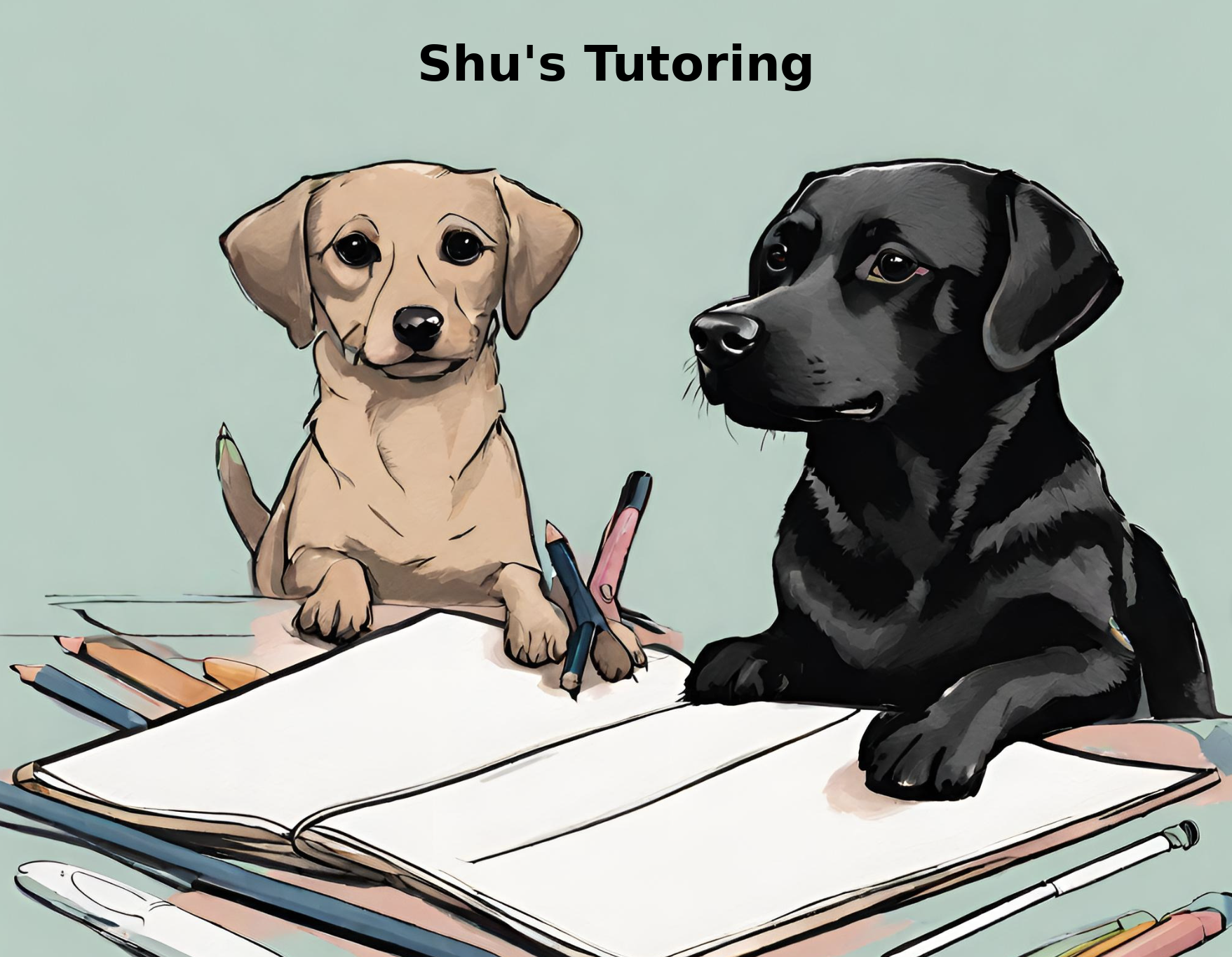Illustration of TeddyRex and Apollo, the unofficial mascots of Shu's Tutoring
