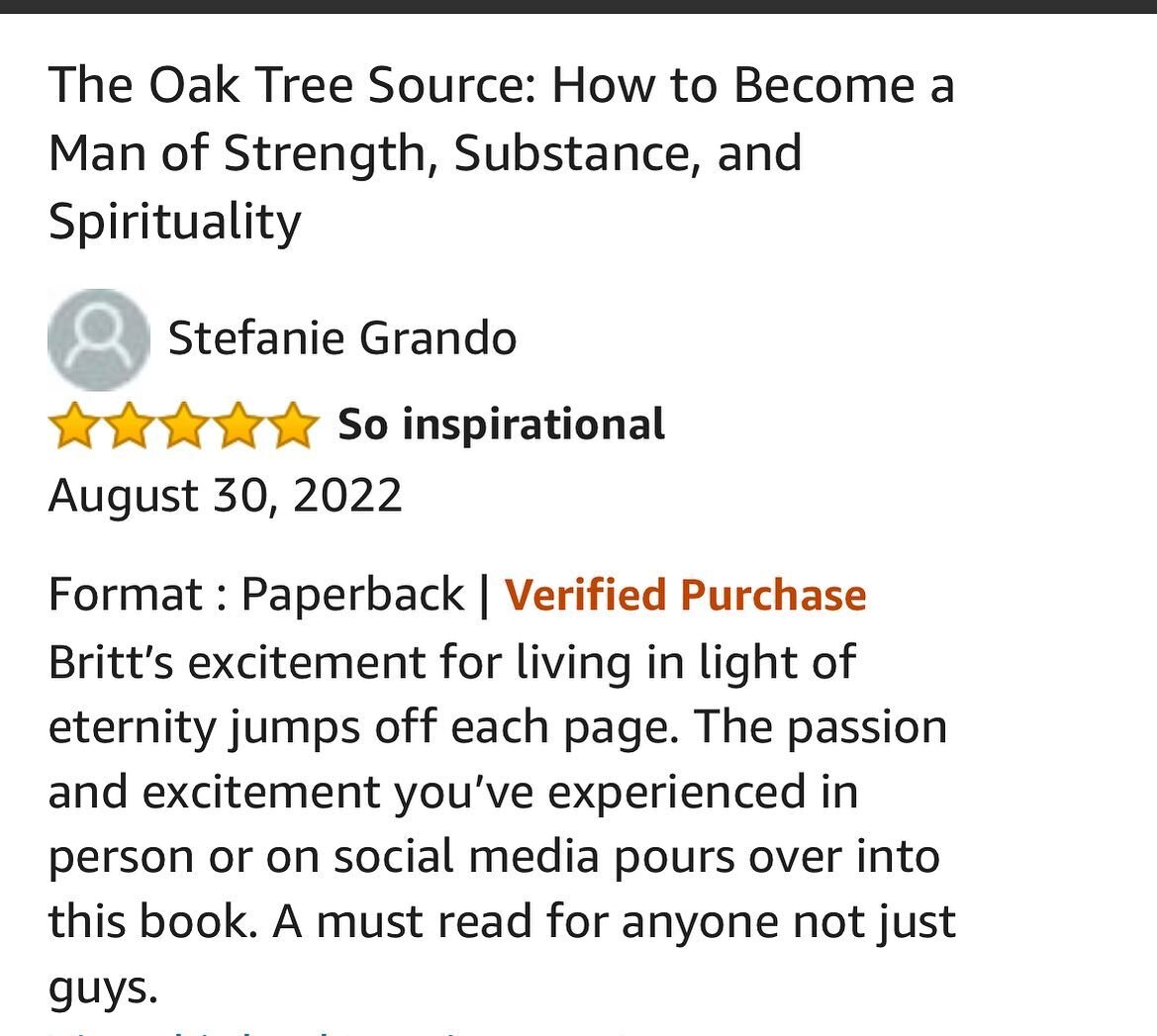 Thank you, Stephanie! 

If you are looking to up your passion and excitement for life checkout the #oaktreesourcebook Ladies it is a great read for you too! 
#bookstagram #author #writerslife #passion #fulltilt #excitement #enthusiasm #jesus