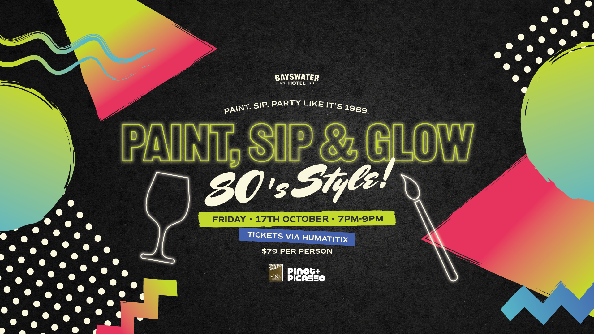 Paint, Sip & Glow, 80's Style!