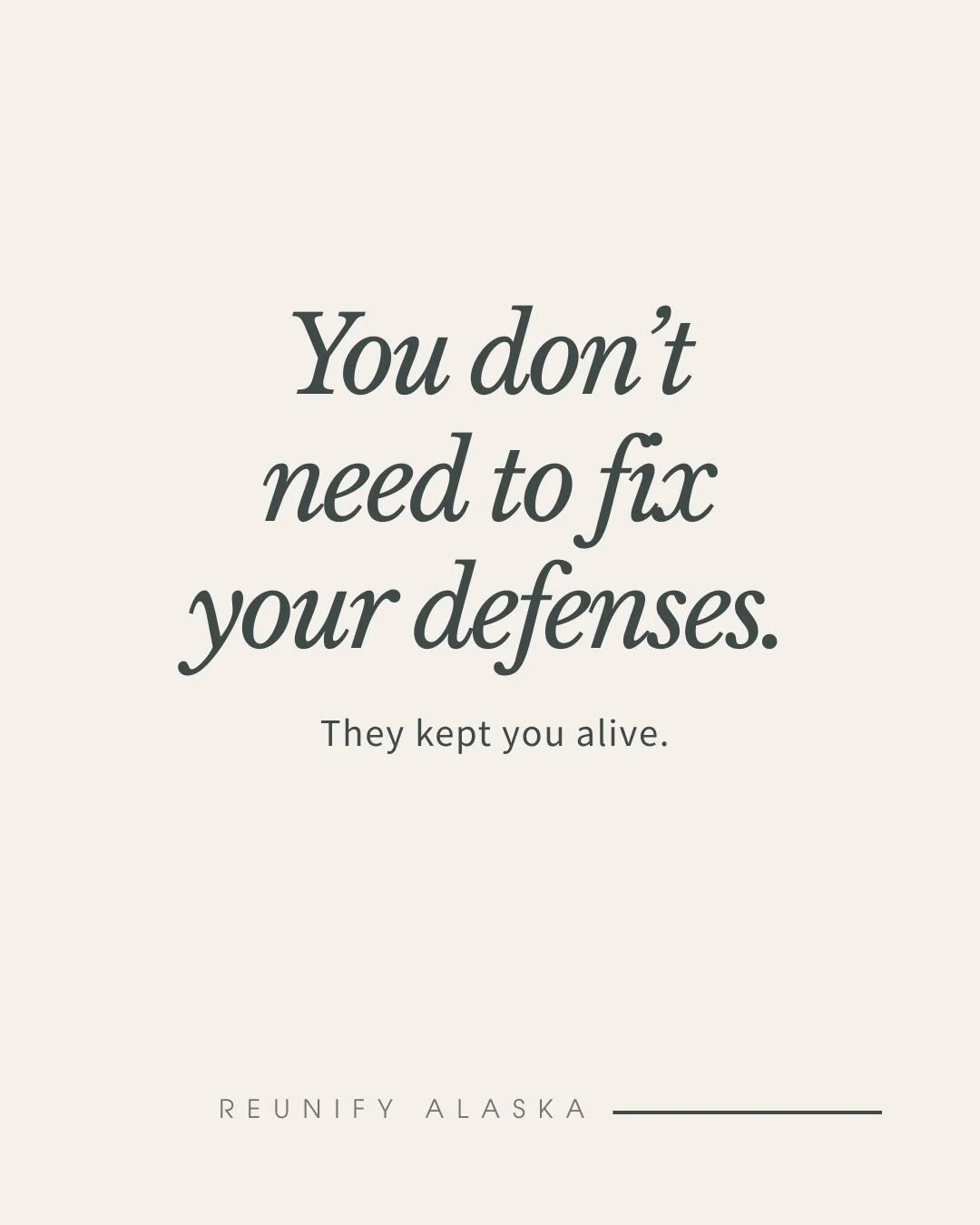You don&rsquo;t need to fix your defenses. They kept you alive. You just need to make sure they&rsquo;re not running the show anymore.

#PsychodynamicTherapist #AnchorageHealing
