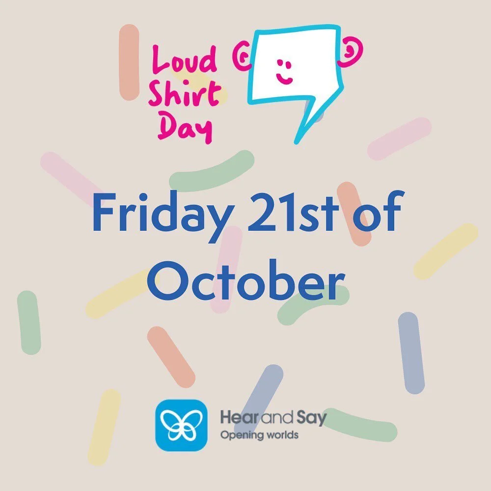 Loud shirt day is next Friday 21st of October - swipe to learn all you need to know about what is happening next Friday, and what Hear &amp; Say do. 
Feel free to drop us a line if you want to know more or have any questions!