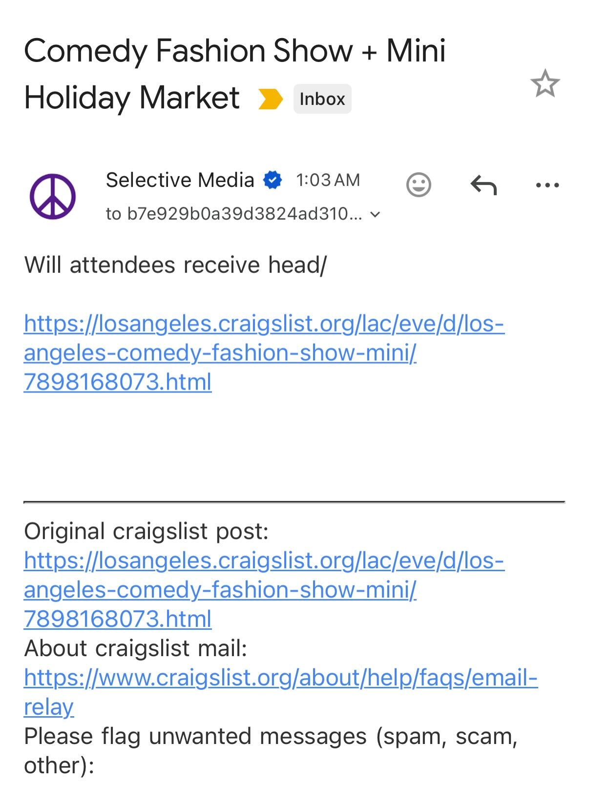 Nope but ty for checking!!!!!! 

#comedyshow #fashionbrand #upcycling #standupshow #clowncore #losangelesevents