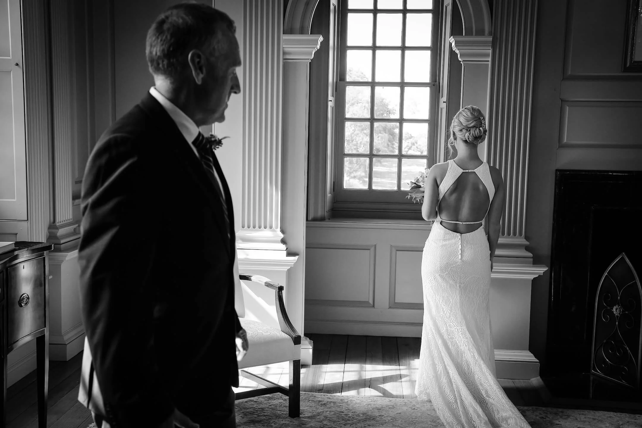 Father and bride waiting to walk | Whysall Photography