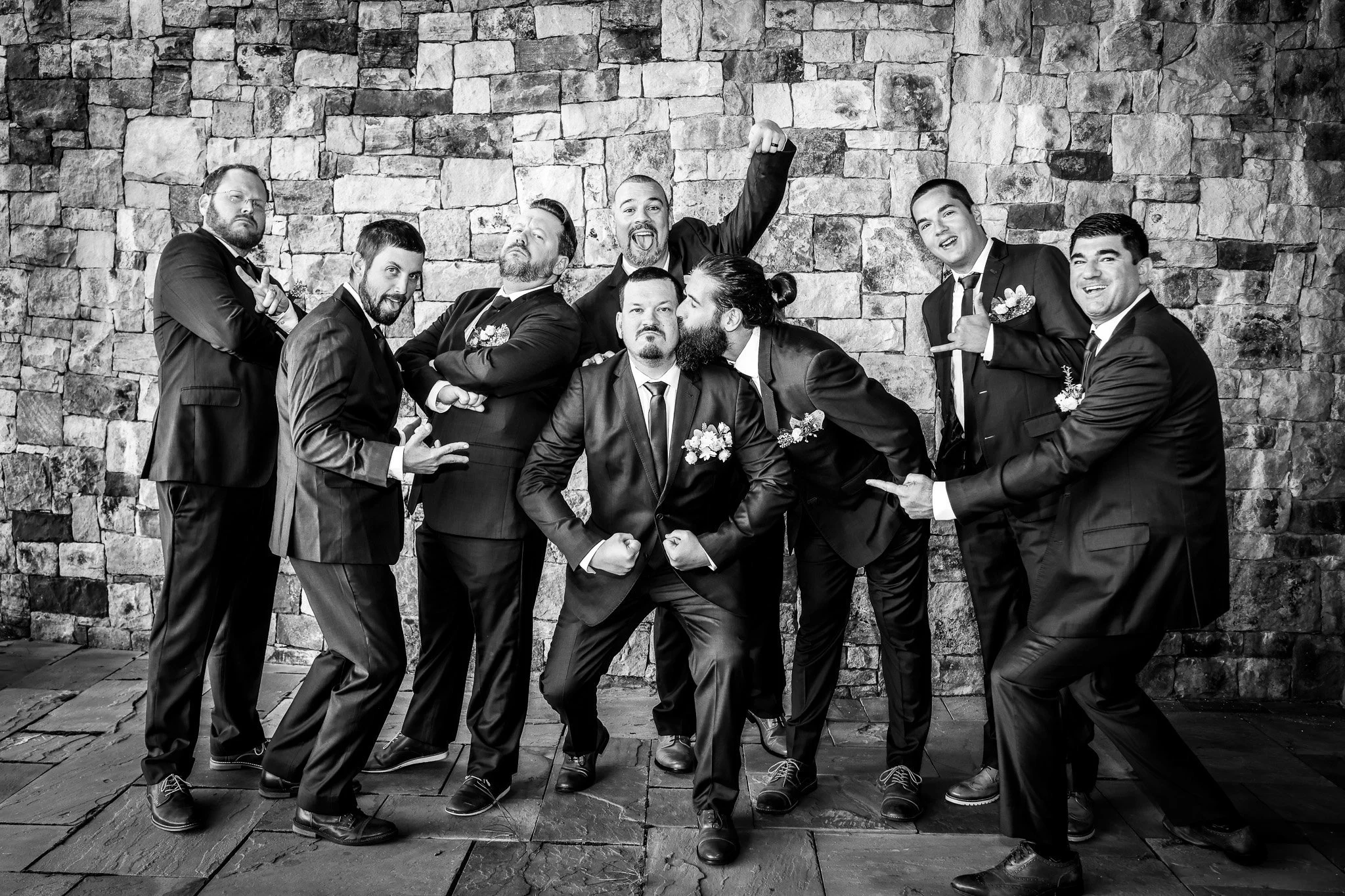 Groom and groomsmen having fun | Whysall Photography