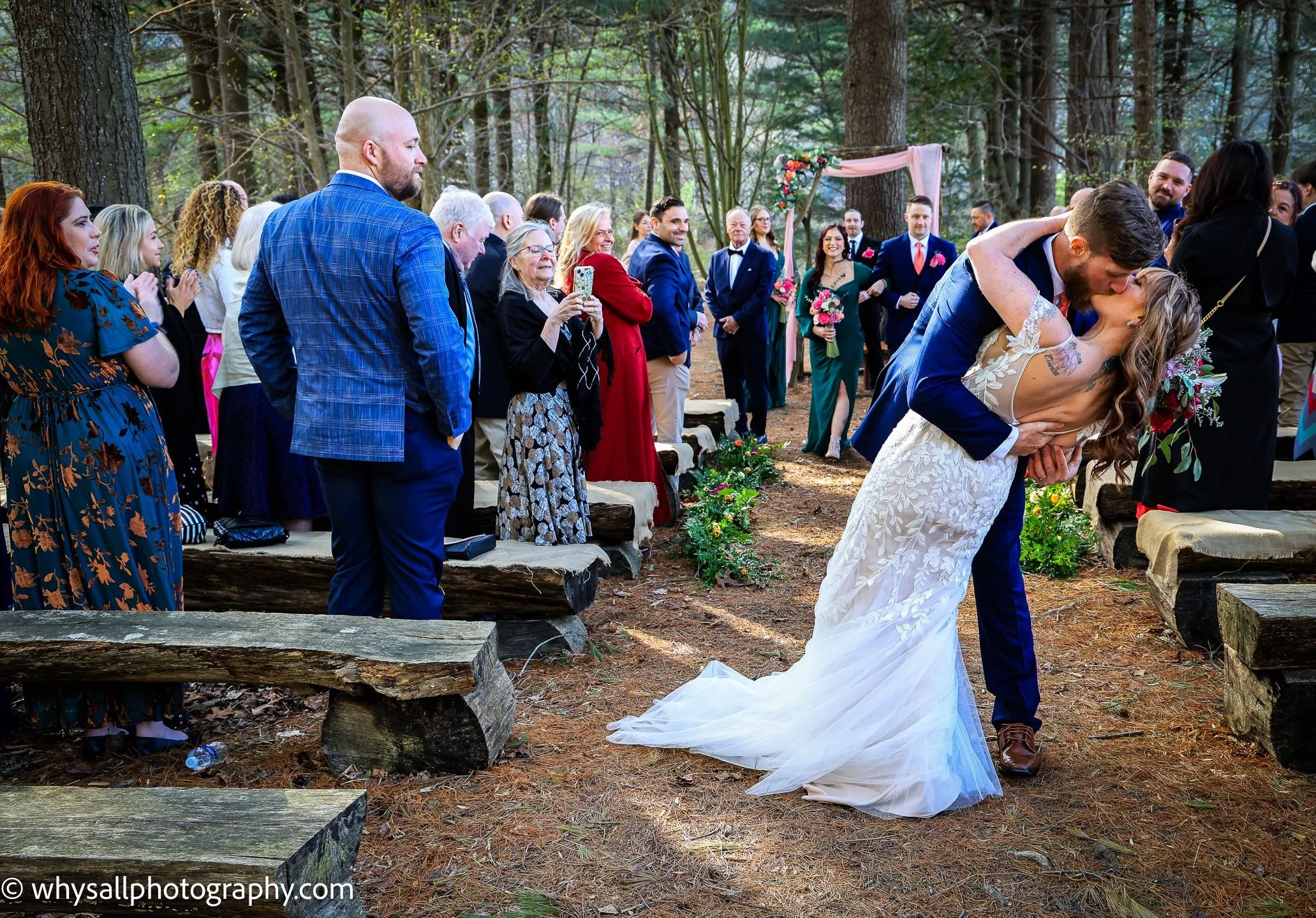 Wedding ceremony bride and groom kissing | Whysall Photography