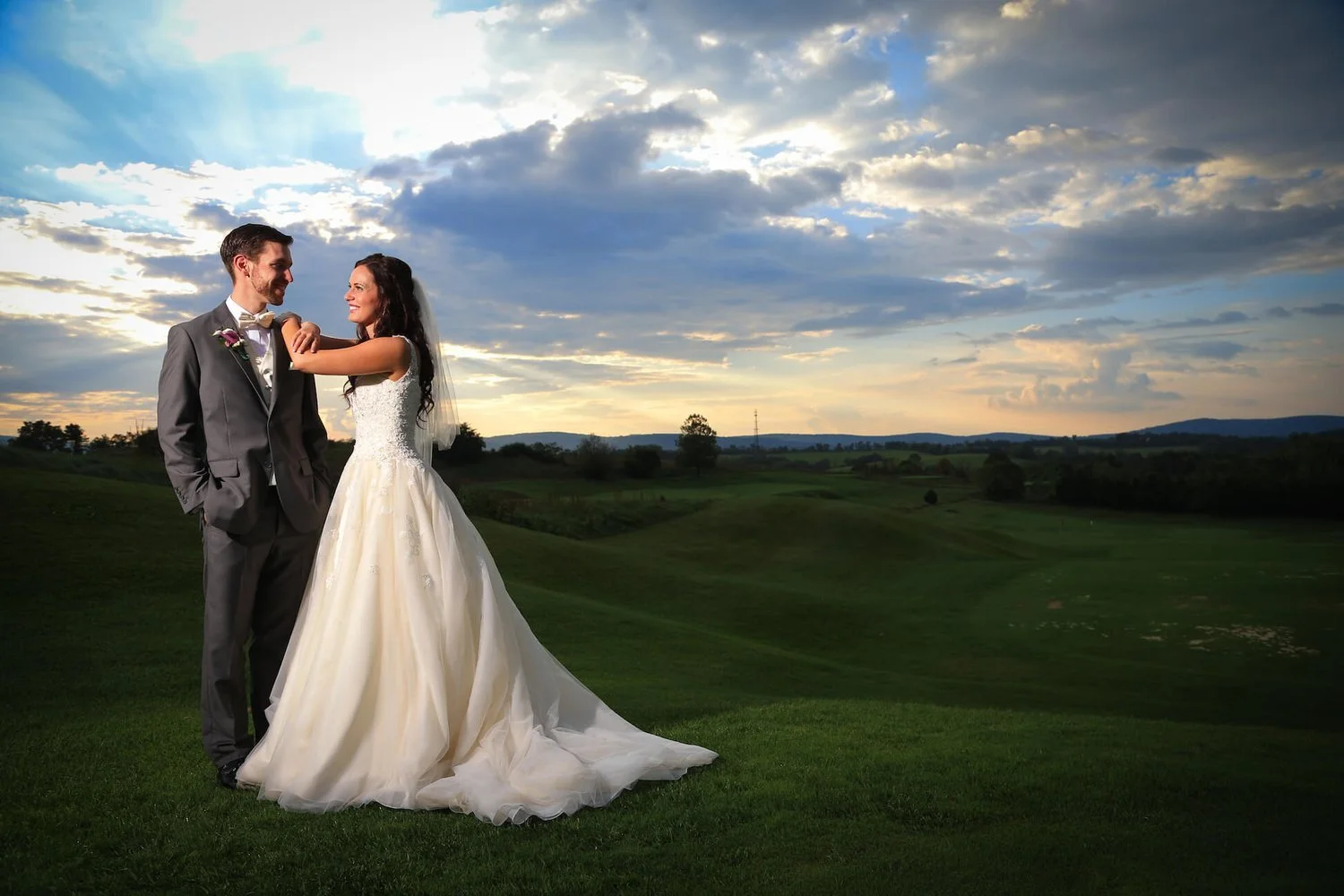 bride and groom at sunset | Whysall Photography
