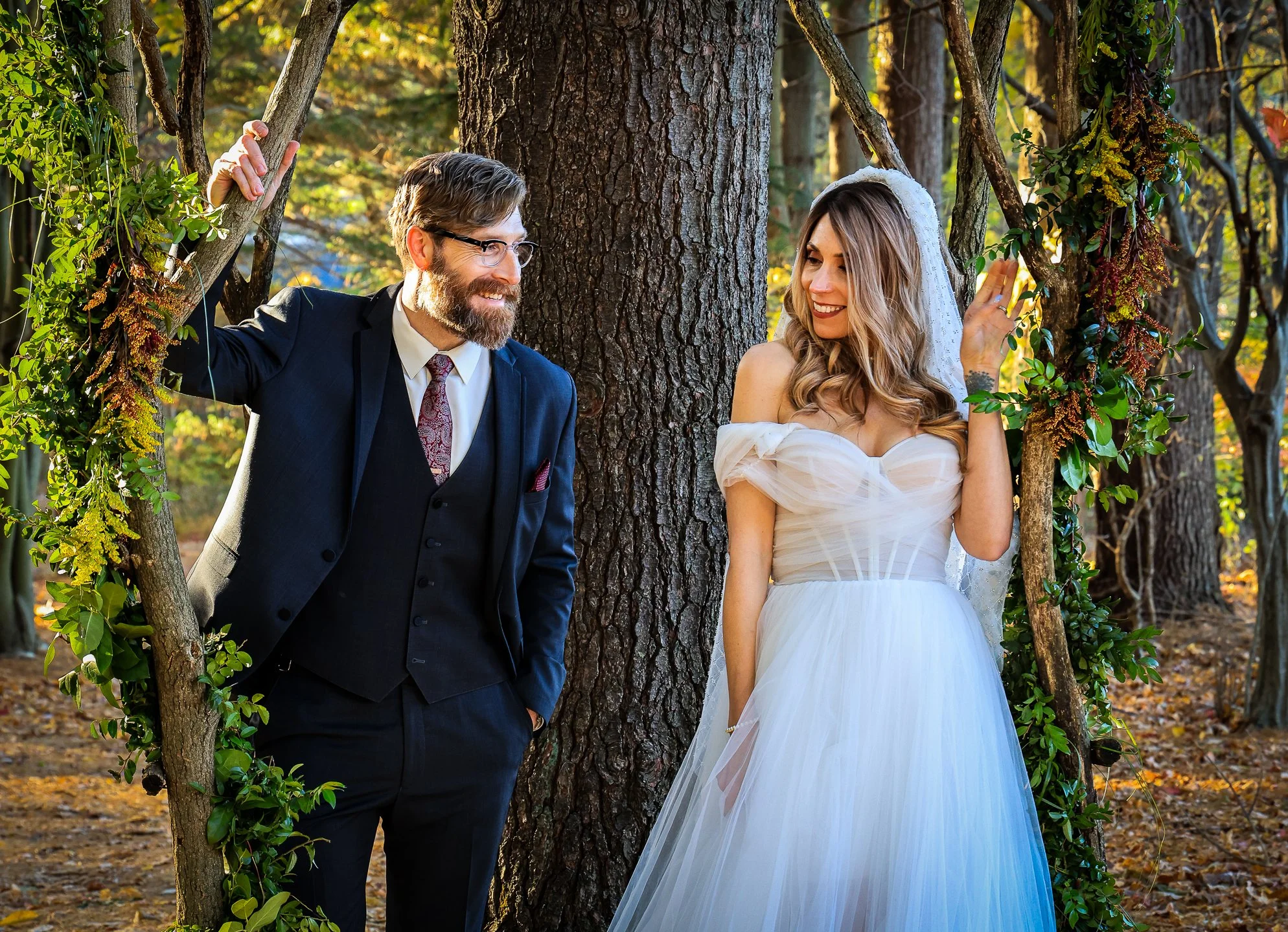 Bride and groom around tree | Whysall Photography