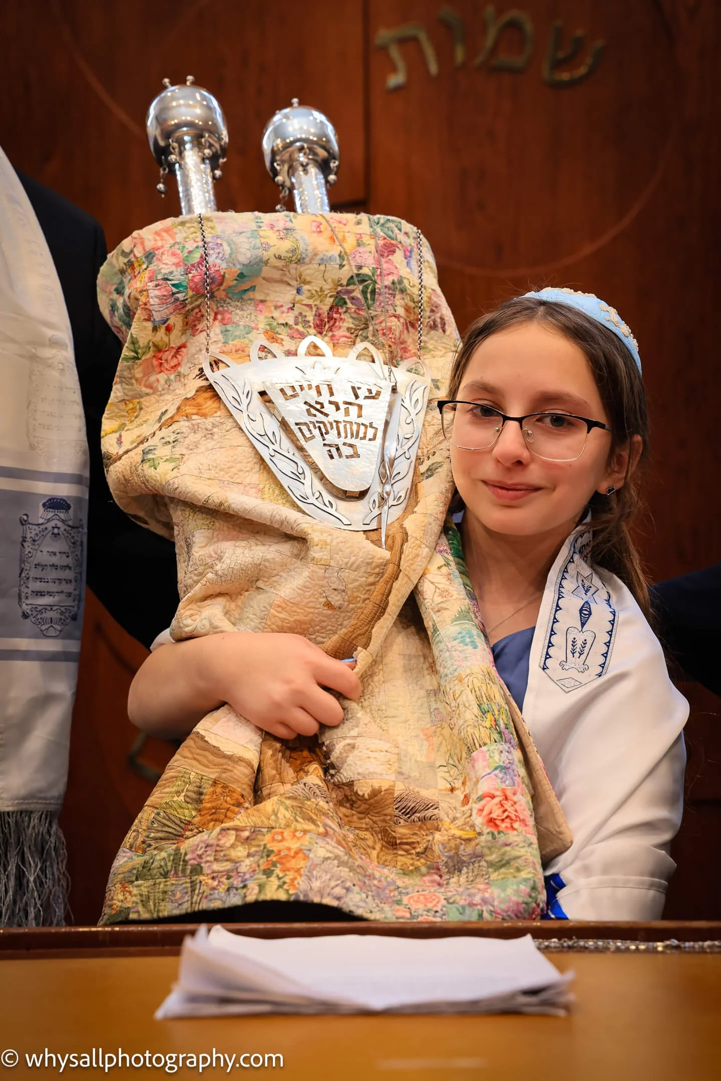 Mitzvah Photographer MD, DC, VA | Whysall Photography| Rose-batmitzvah girl- holding torah