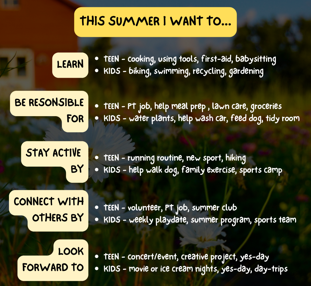 A summer summer plan template to help reset after a busy school year