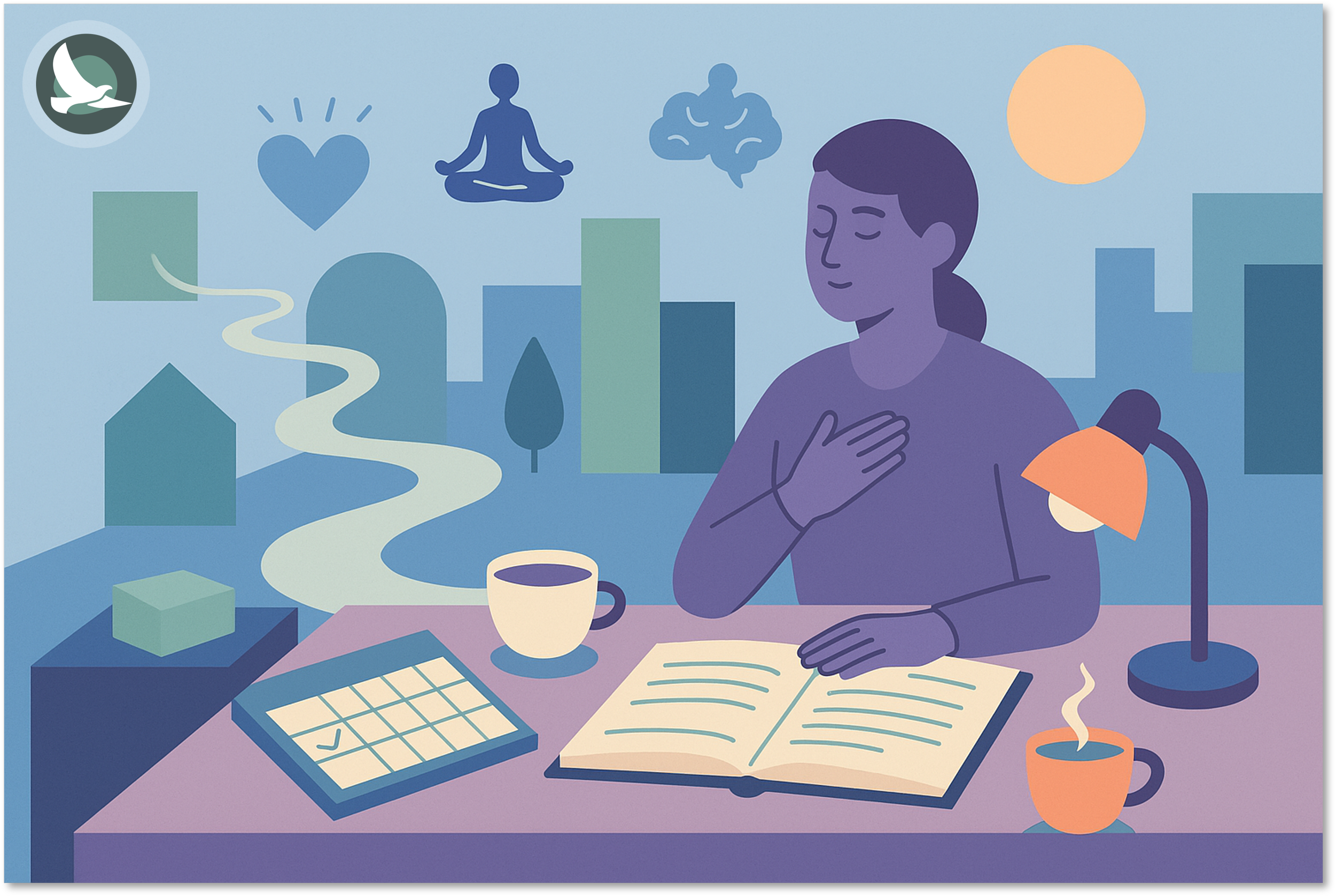 Teen student organizing schoolwork with calming study routines to reduce stress and burnout