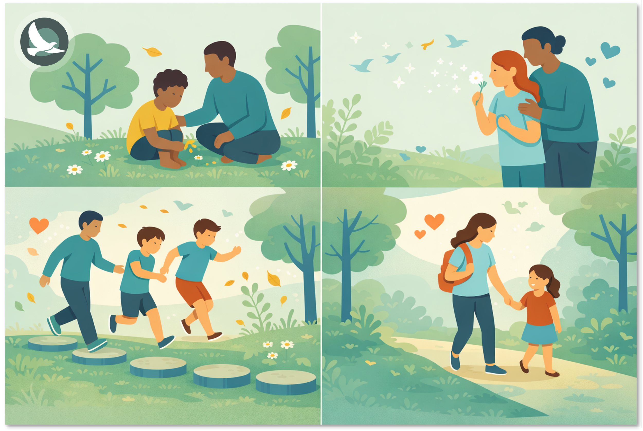 Child using outdoor emotional regulation tools in nature to calm anxiety, ADHD, sensory needs, and big emotions
