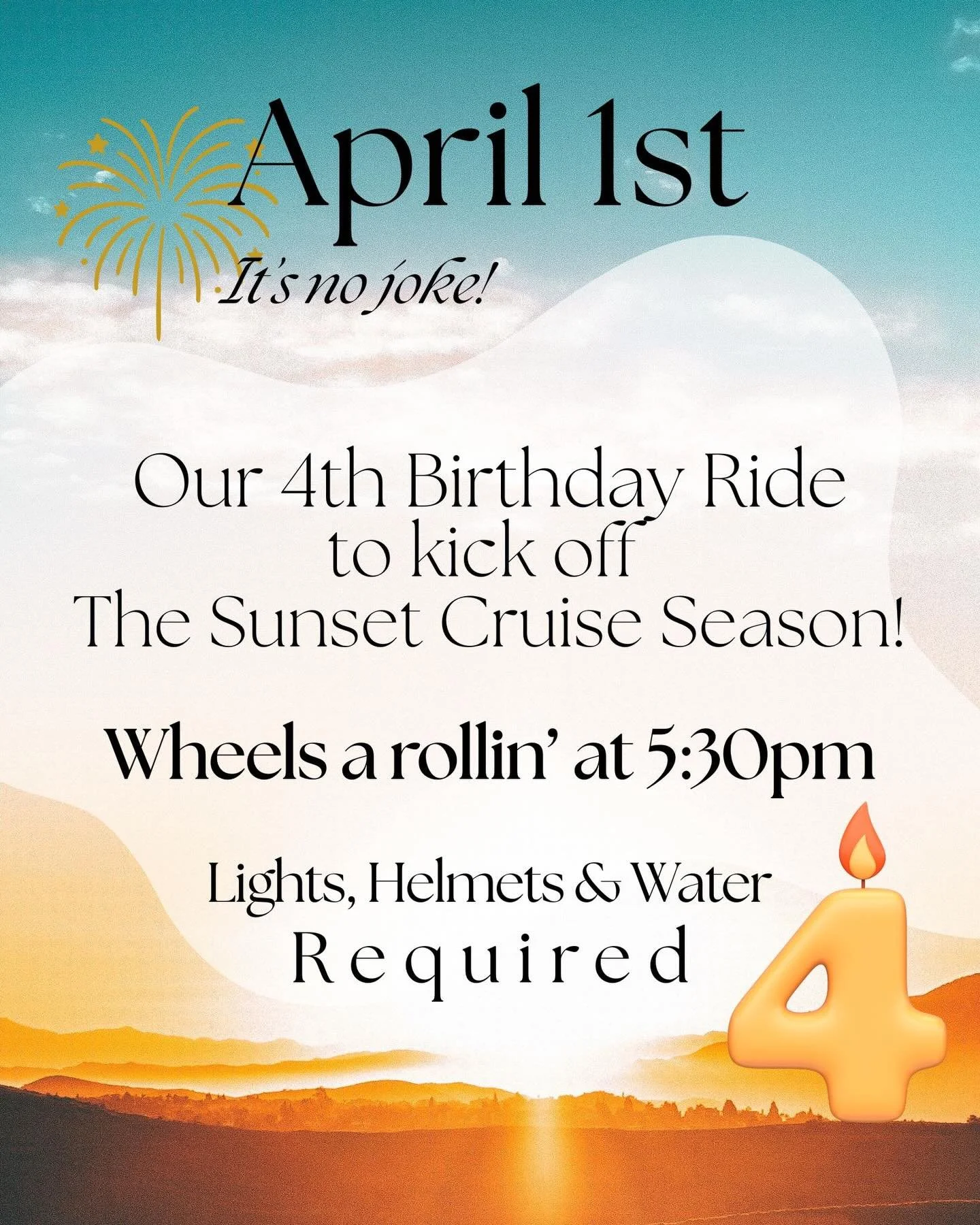 And if you stick around after&hellip; 🍪🎂!
NO RIDER LEFT BEHIND - BEGINNER FRIENDLY 
⚠️ AIR UP YOUR TIRES AHEAD OF TIME ⚠️