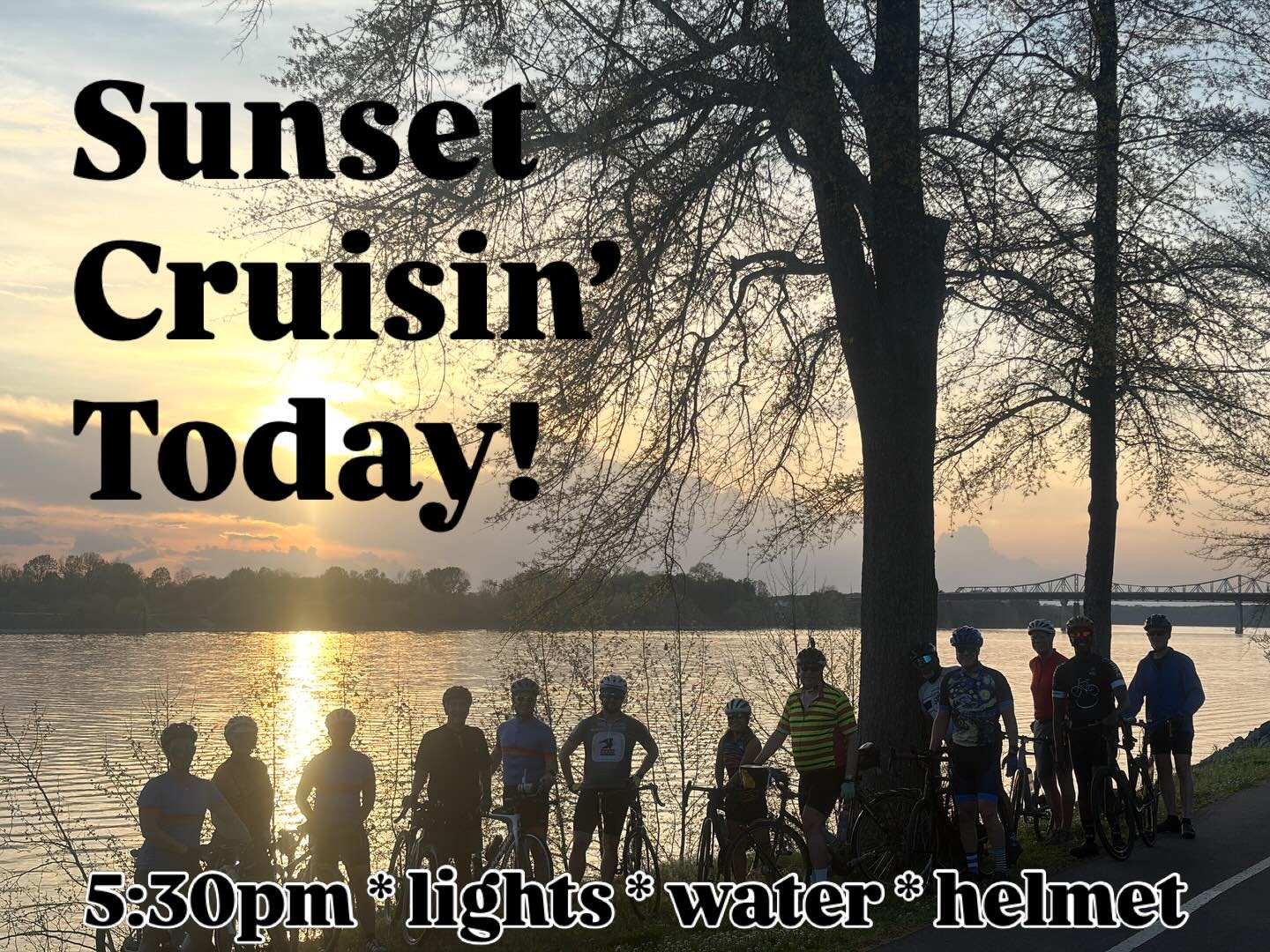To the river and back!
Come early to see about our new Shop saddle bags that just arrived.
Roll out at 5:30! 
.
.
#sunsetcruise #huntsvillesbikeshop #huntsvillealabama