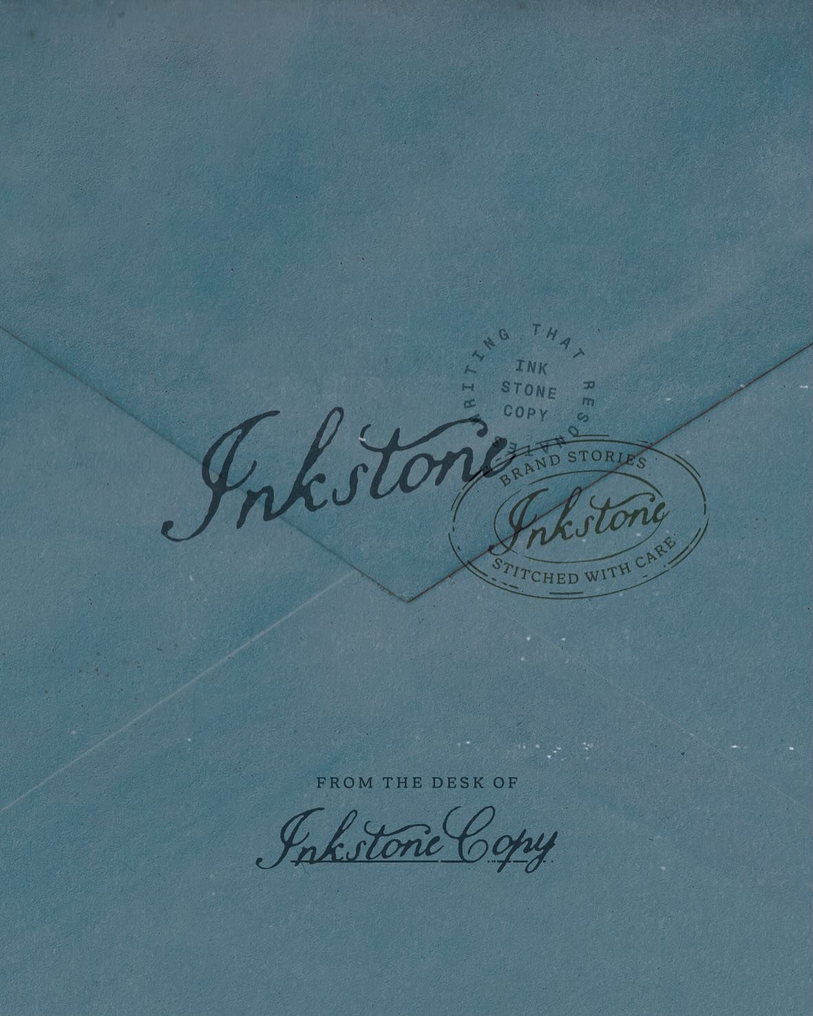 First look at my time building out a visual narrative for Claire at @inkstonecopy. I just love how much we embraced nostalgic storytelling qualities (that ink bleed look of her primary typography; the rough paper tooth textures) And those blues&helli