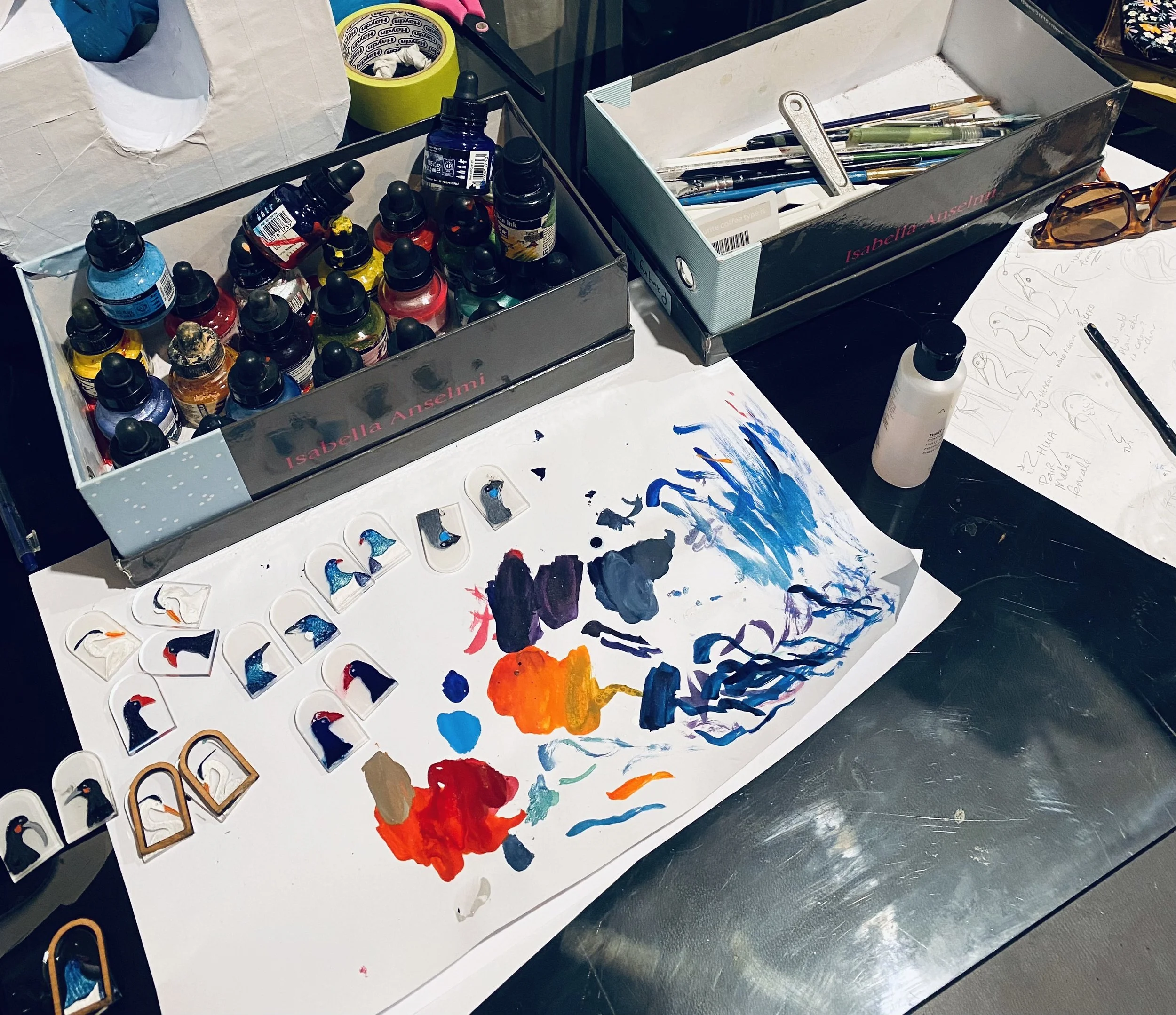 Messy work station! But ends up being beautiful!