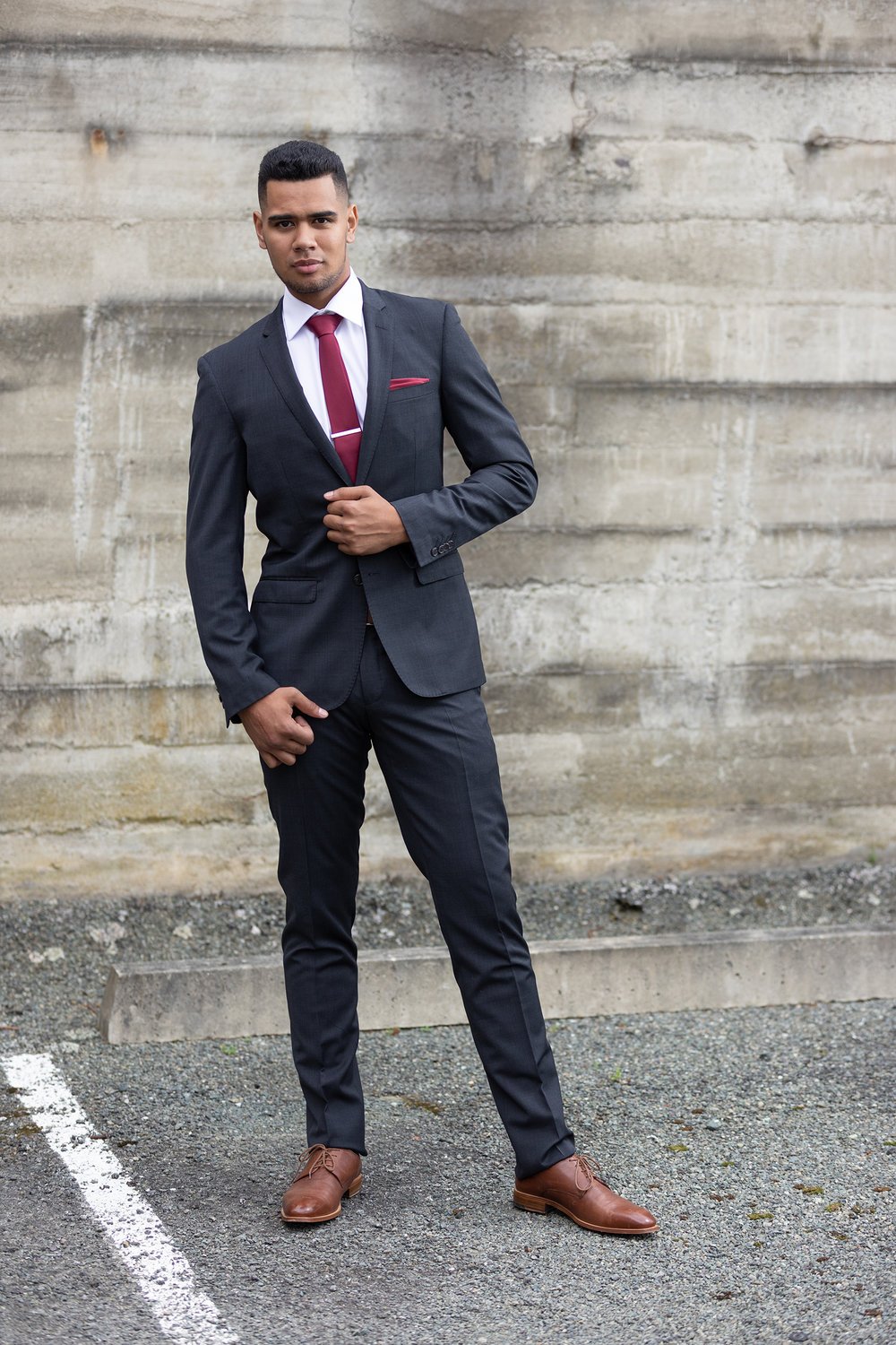 Charcoal suit with subtle check for hire