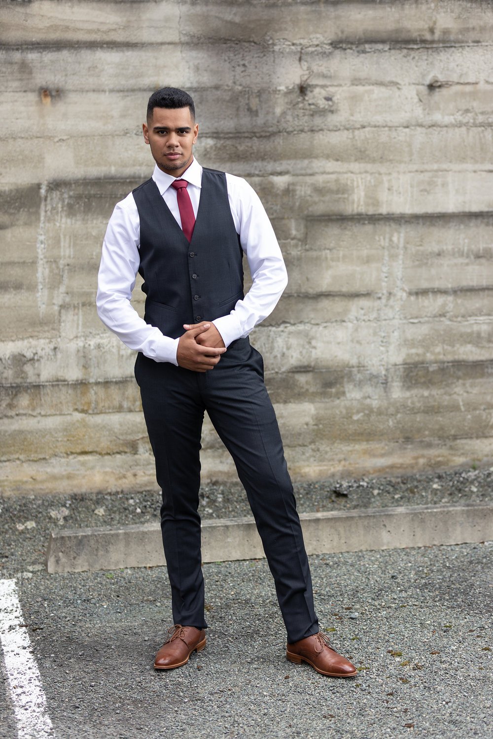 Charcoal suit with subtle check for hire