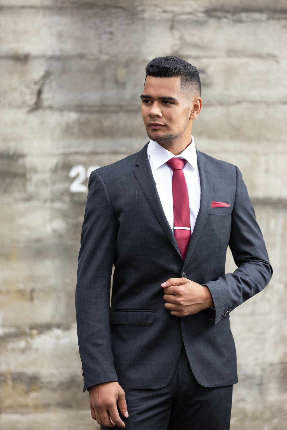 Charcoal suit with subtle check for hire