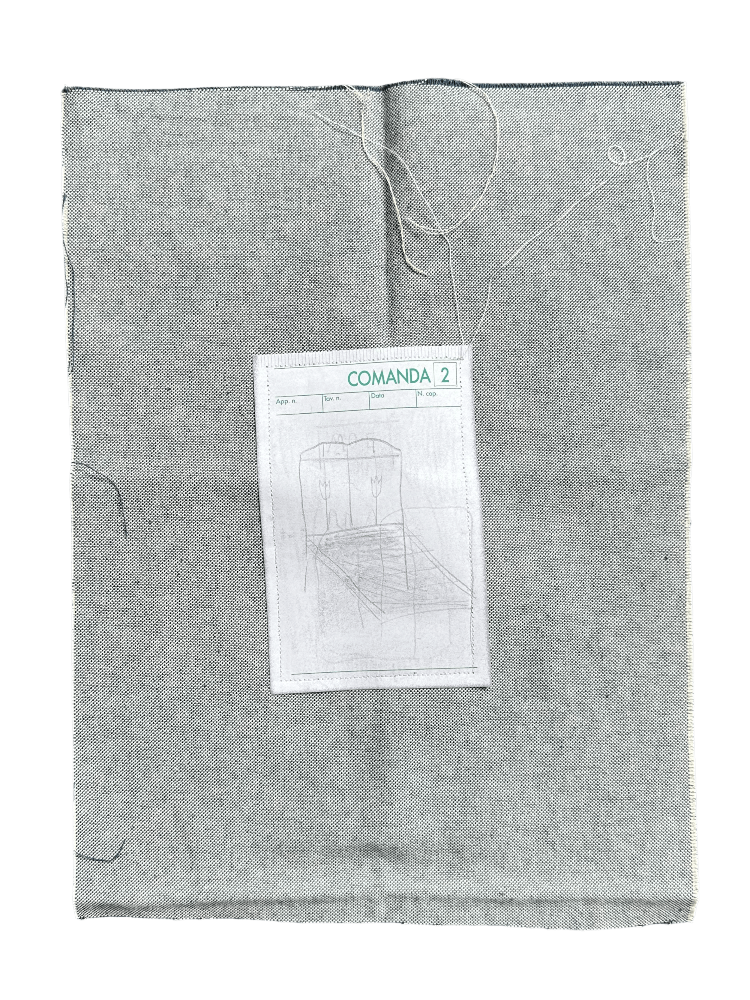 COMANDA SLEEP
28 x 38 cm
Restaurant order paper sewn on fabric
2026