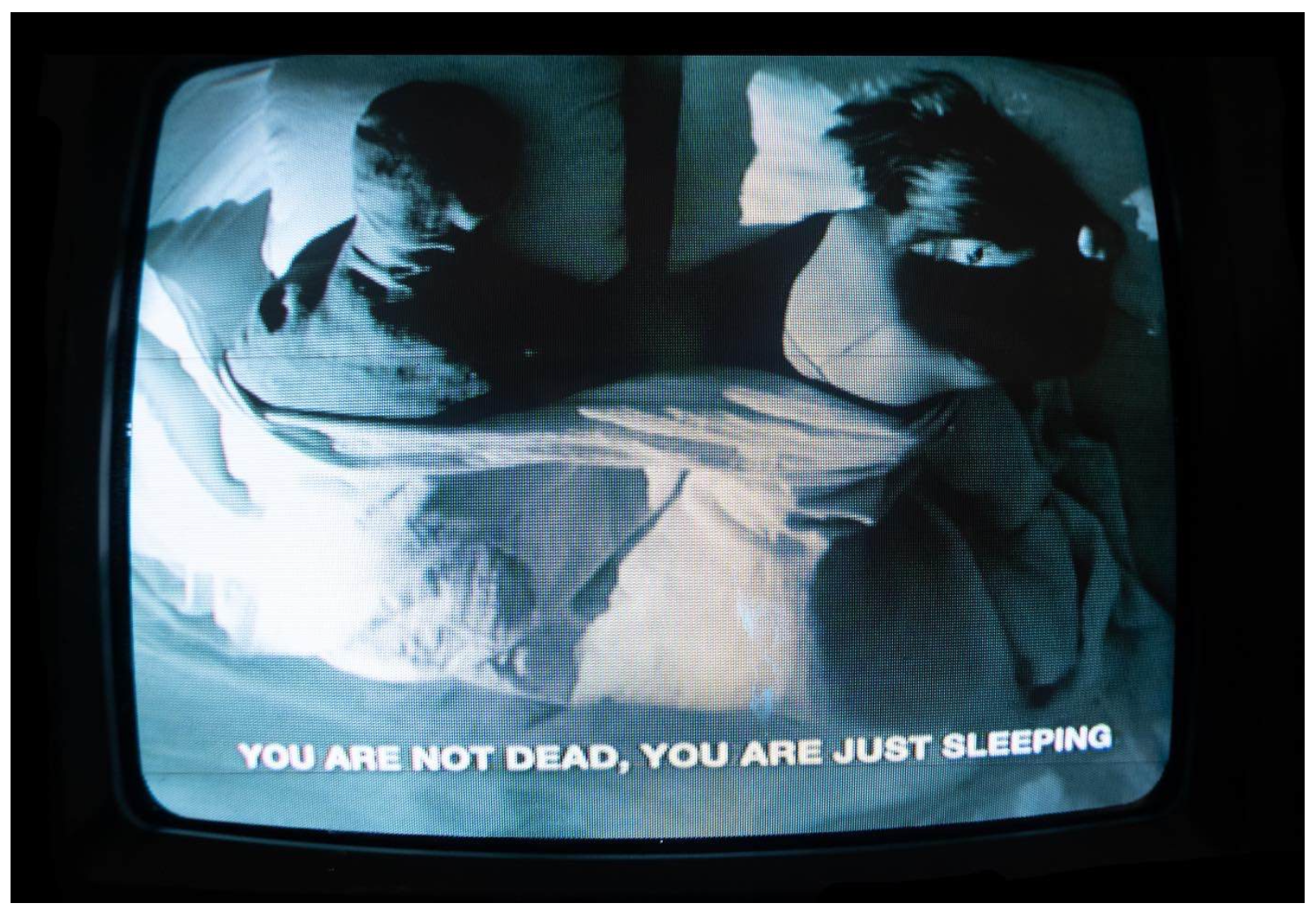Janneke Leenders, “You Are Not Dead You Are Just Sleeping”, 2023, video installation, 
courtesy Gilda Lavia, ph Giorgio Benni