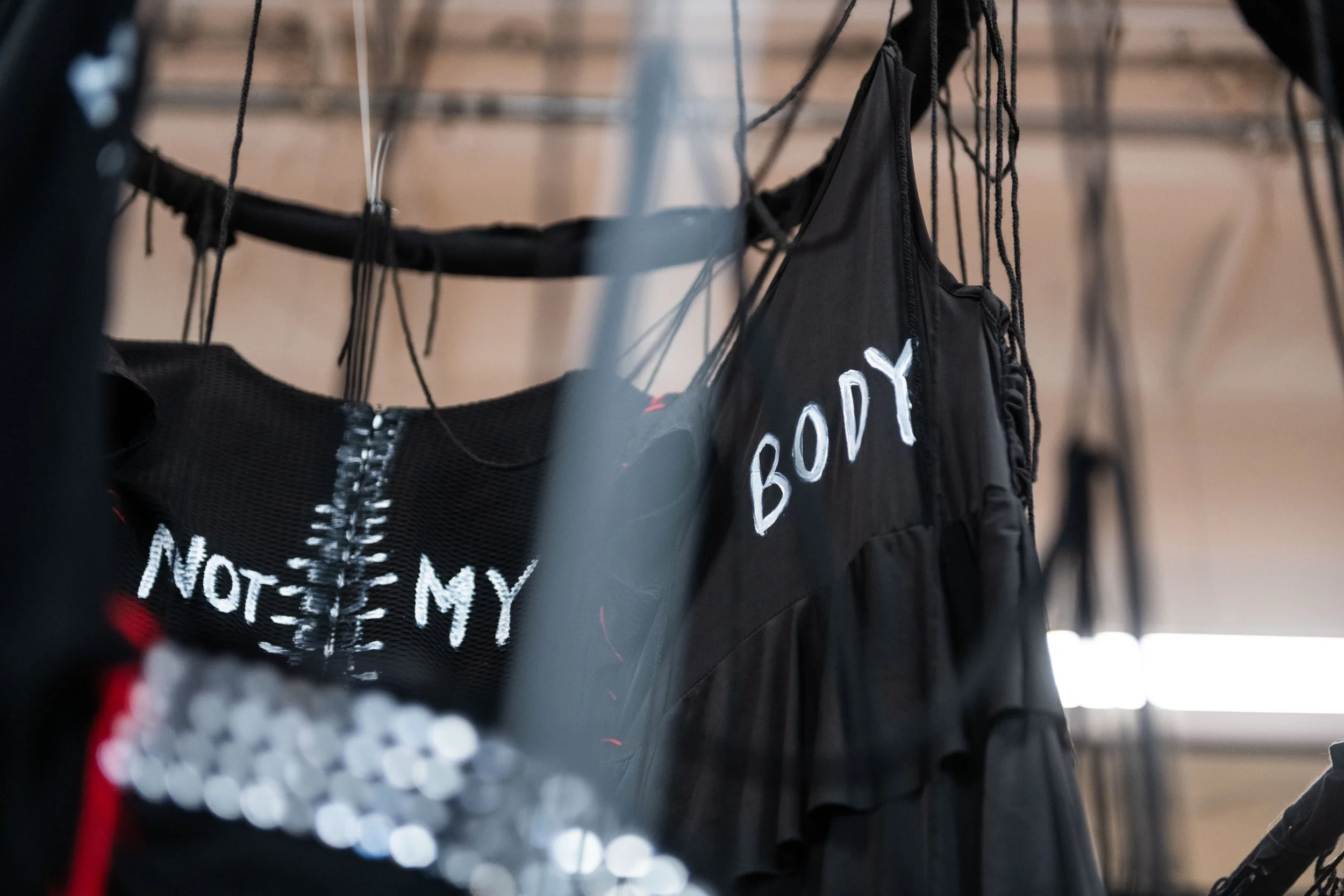 Nathalia Koux
"Dress Without A Body"
Installation with dresses, red thread, acrylic (2024)
