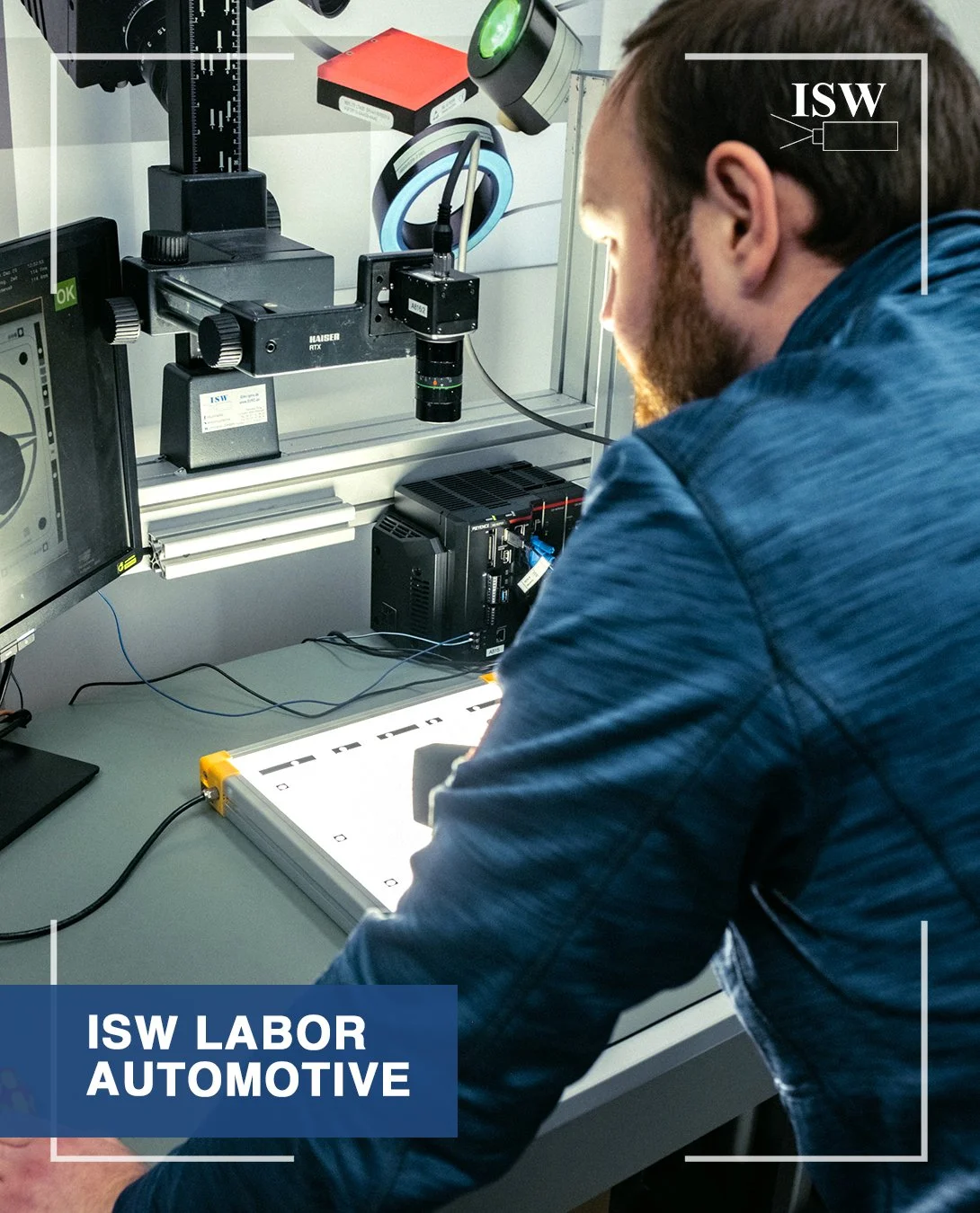 ISW Labor Mitarbeiter Vermessungstechnik Kamera Objektiv Beleuchtung Screen
