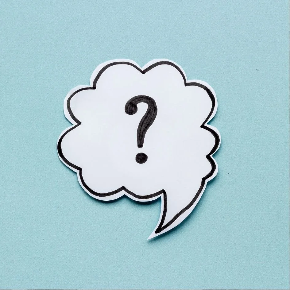 a drawing of a question mark in the thought cloud