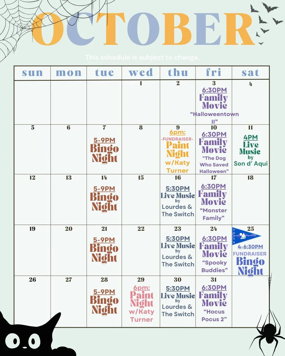 From bingo cards to paint brushes to live music &rarr; October at The Shack has it all 😉