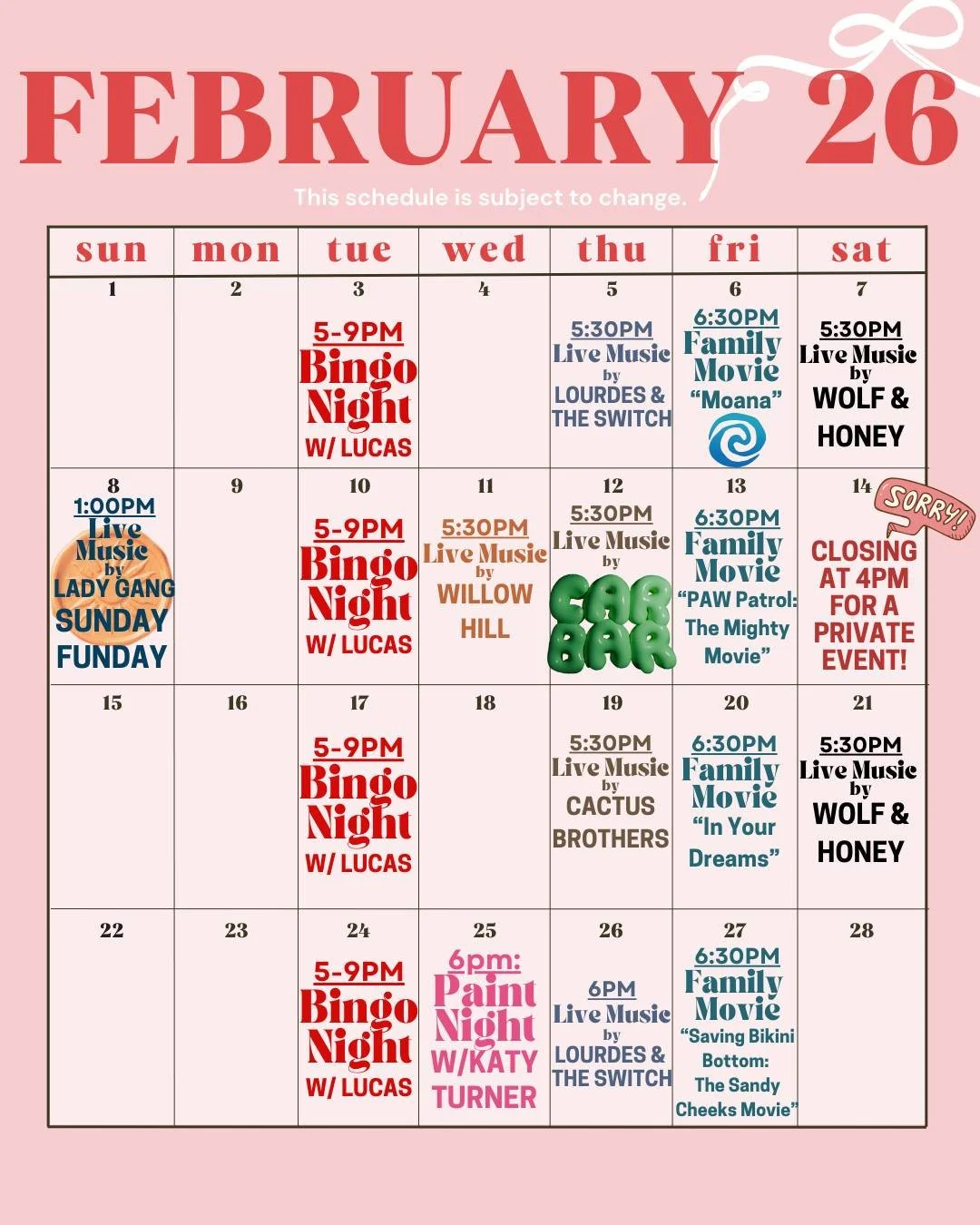 F E B R U A R Y lineup is here &rarr;  See you at The Shack 😎