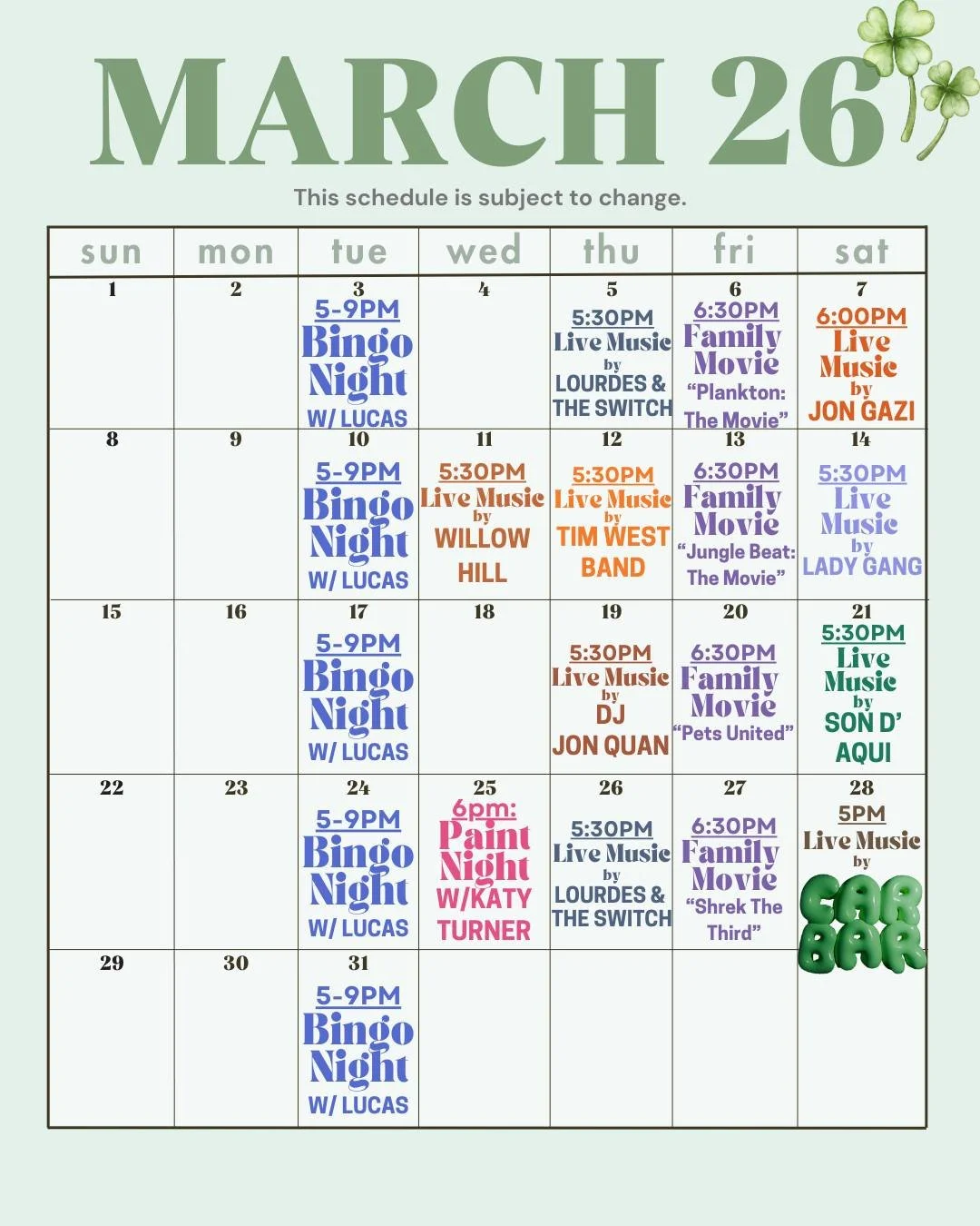 M A R C H is here, and it&rsquo;s going to be F U N one &rarr; See you at The Shack 😎