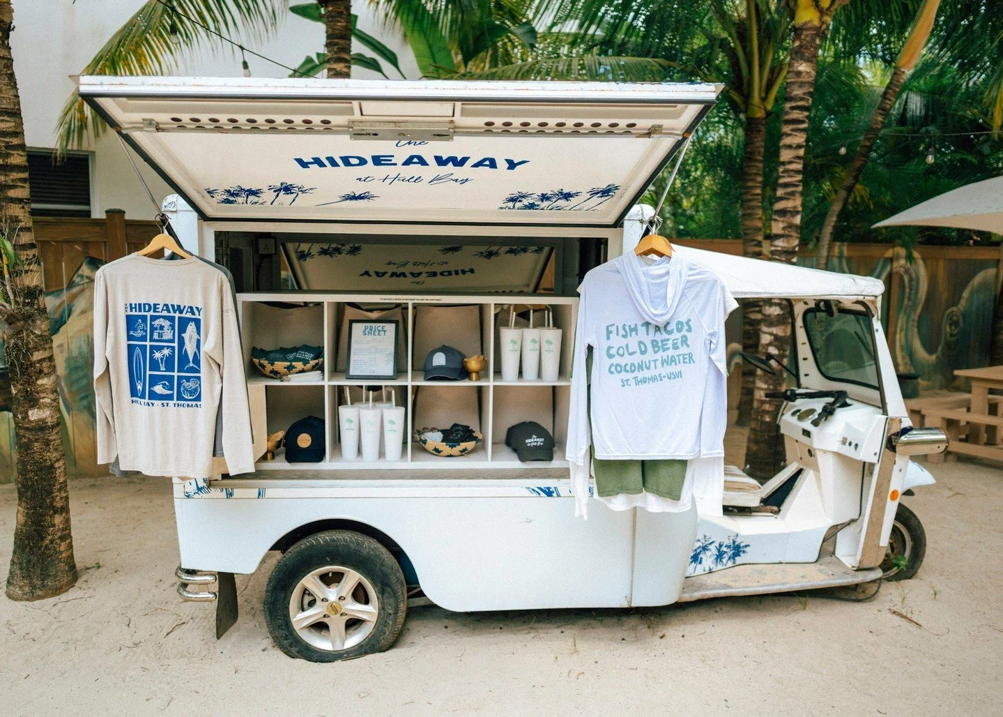 Not your average beach shop!

We turned a vintage tuk tuk into the ultimate little merch shack! It's loaded up with your favorite hats, tees, sunshirts, drinkware, koozies, and all your beach-day essentials from The Shack and @hideawayhullbay. 

Grab